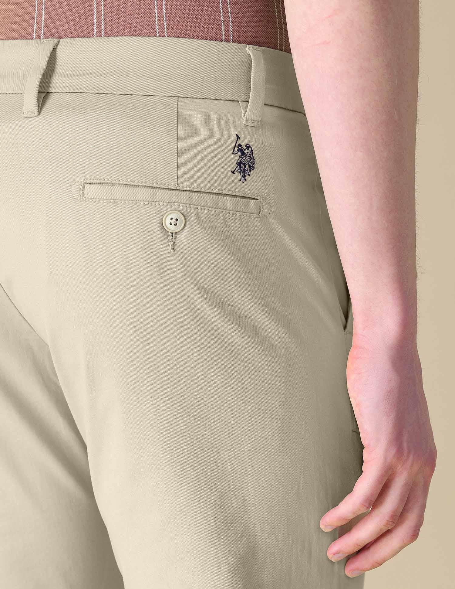 Twill Denver Slim Fit Trousers Beige - U.S. POLO ASSN. | Large