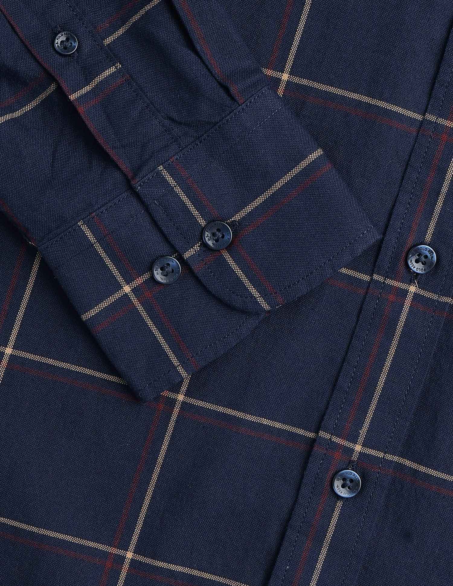 Windowpane Checked Varsity Theatre Shirt Navy - U.S. Polo Assn. India | Large