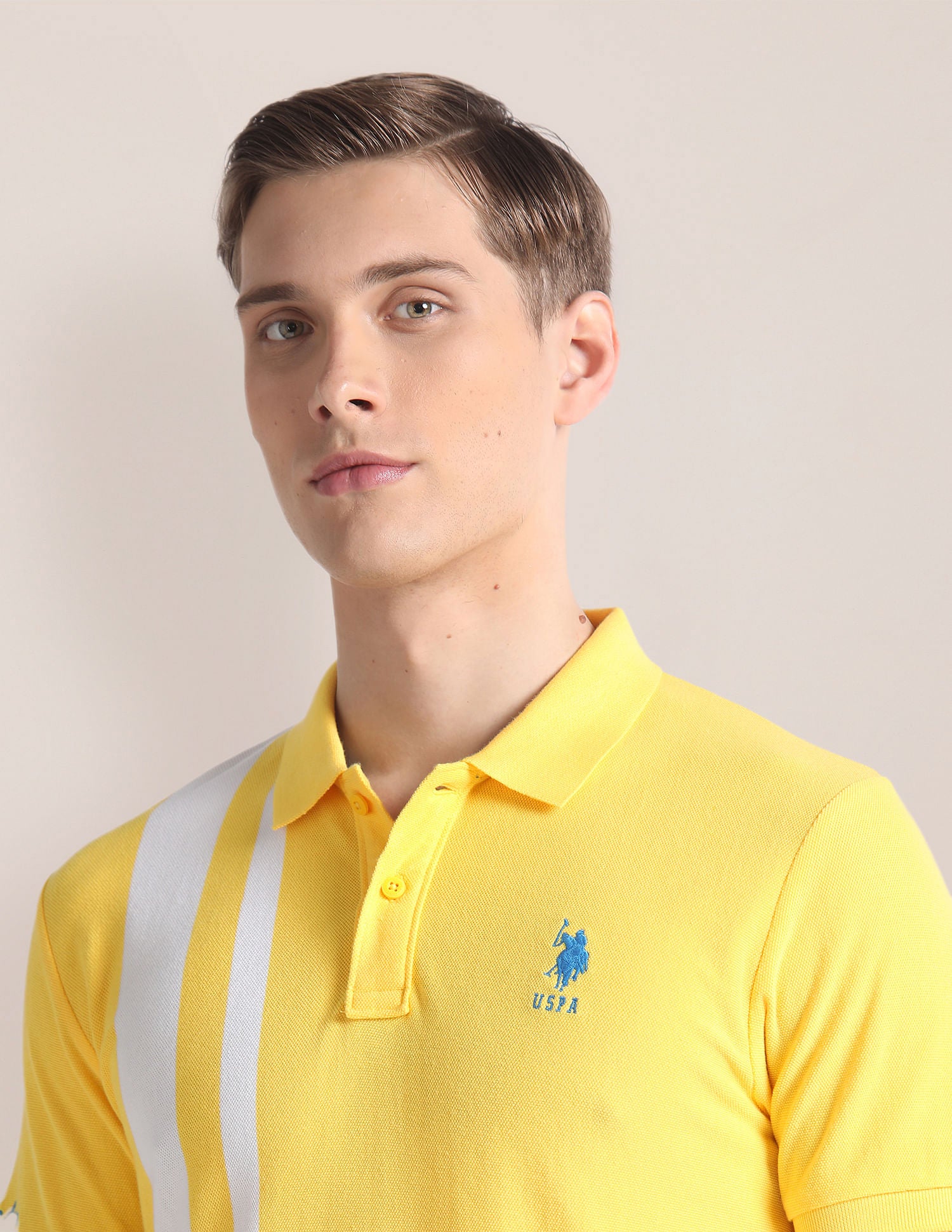 Vertical Stripe Cotton Polo Shirt Yellow - U.S. Polo Assn. India | Large