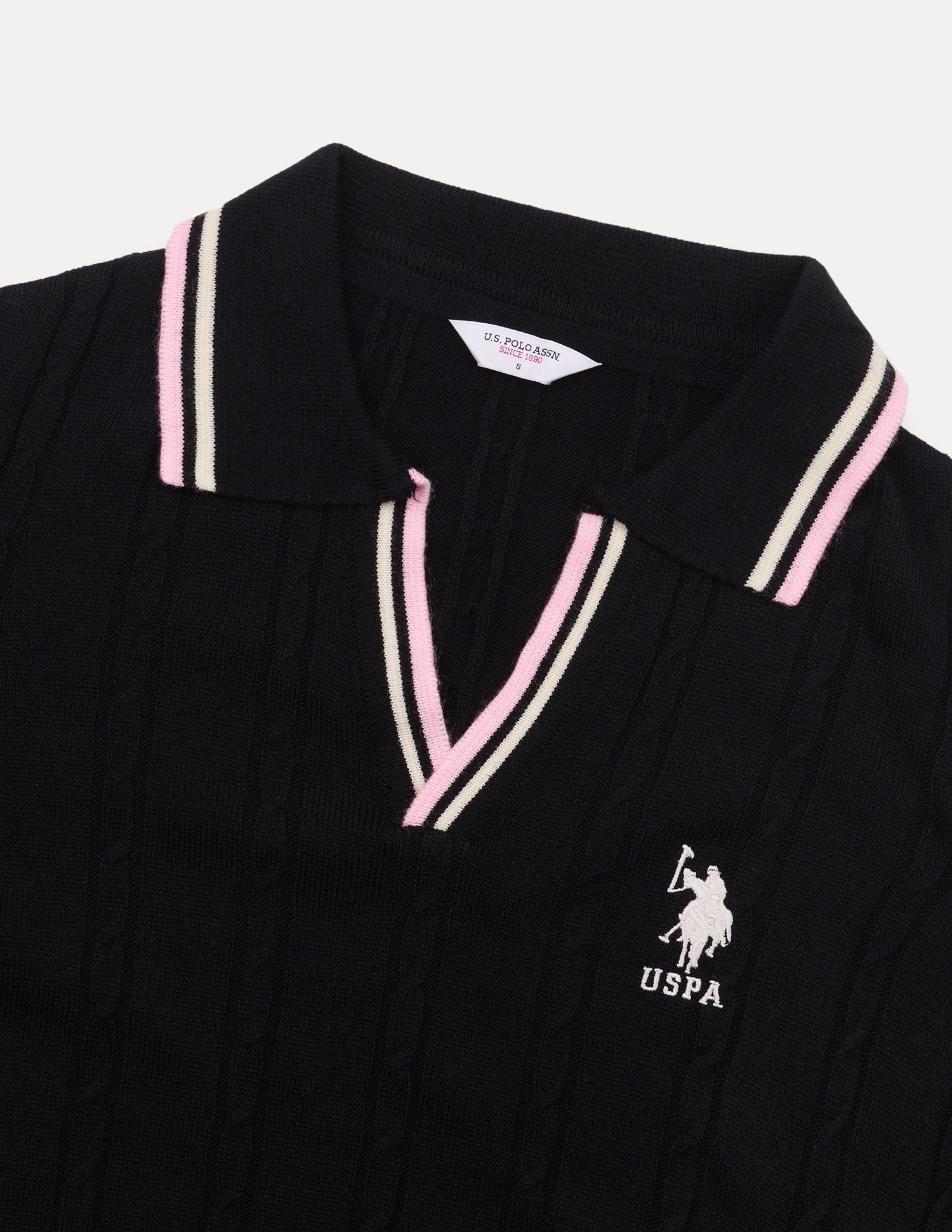 Cable Patterned Knit Regular Fit Sweater Black - U.S. Polo Assn. India | Large