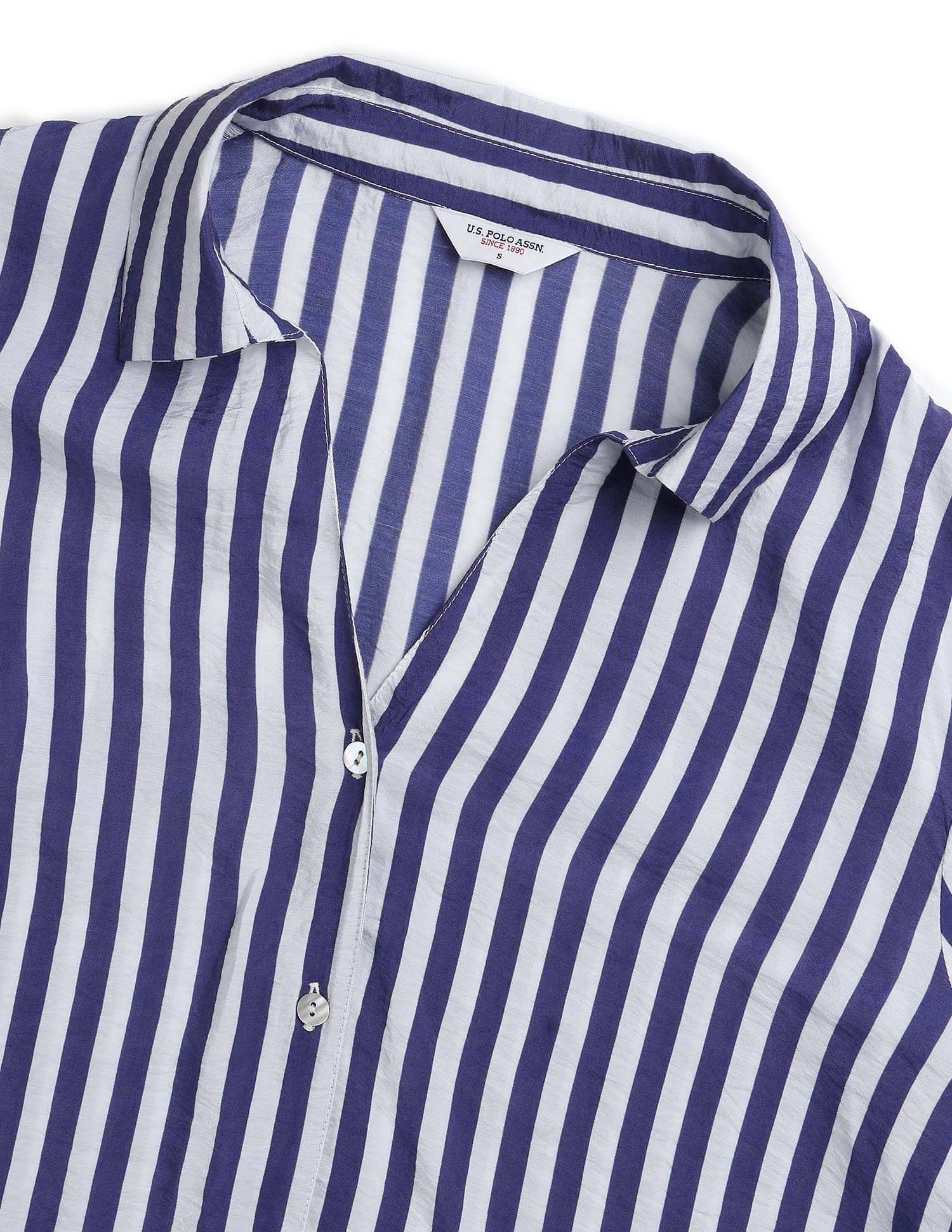 Vertical Striped Regular Fit Shirt Blue - U.S. Polo Assn. India | Large