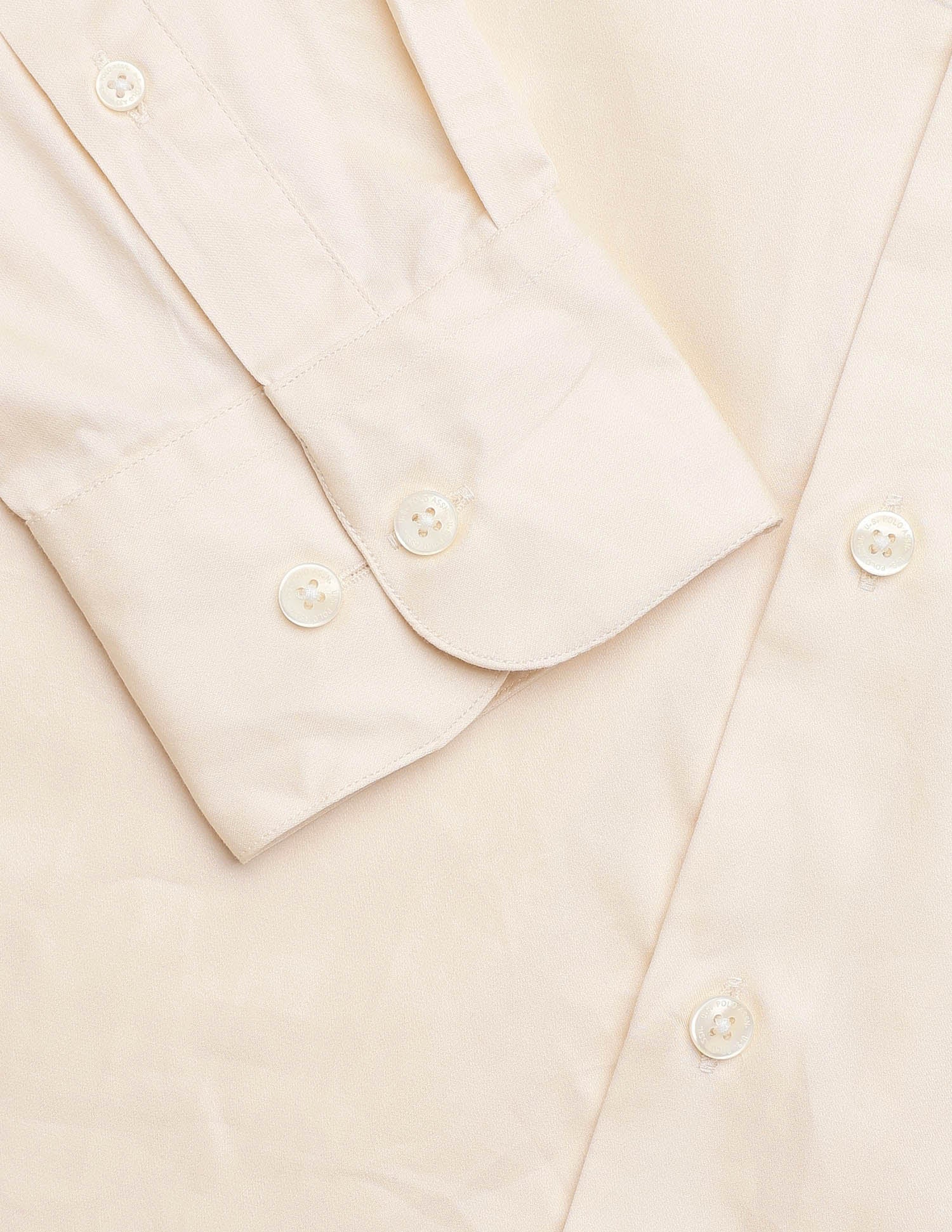 Tailored Fit Satin Pure Cotton Shirt Light Yellow - U.S. Polo Assn. India | Large