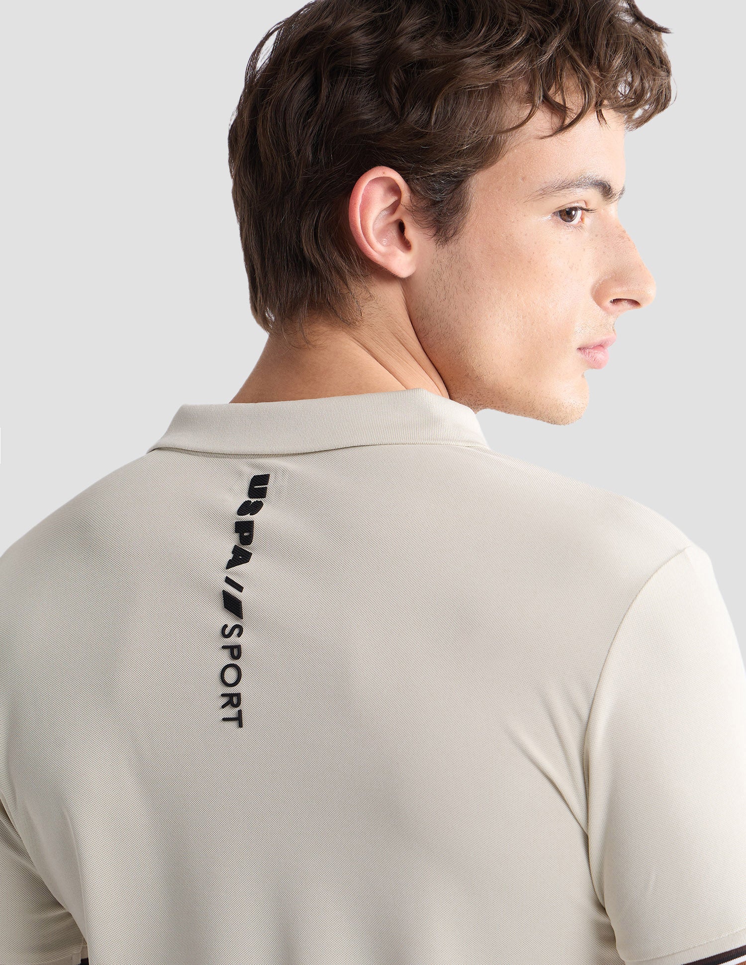 Solid Slim Fit Active Polo Shirt Beige - U.S. Polo Assn. India | Large