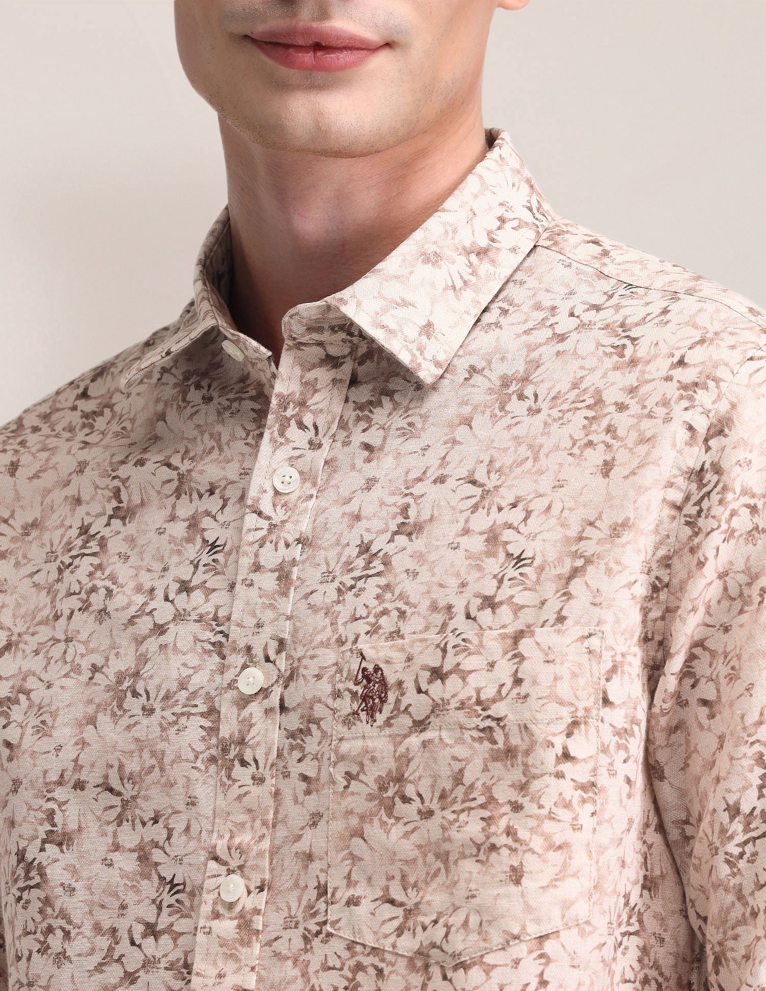Tailored Fit Printed Shirt Pink - U.S. Polo Assn. India | Large