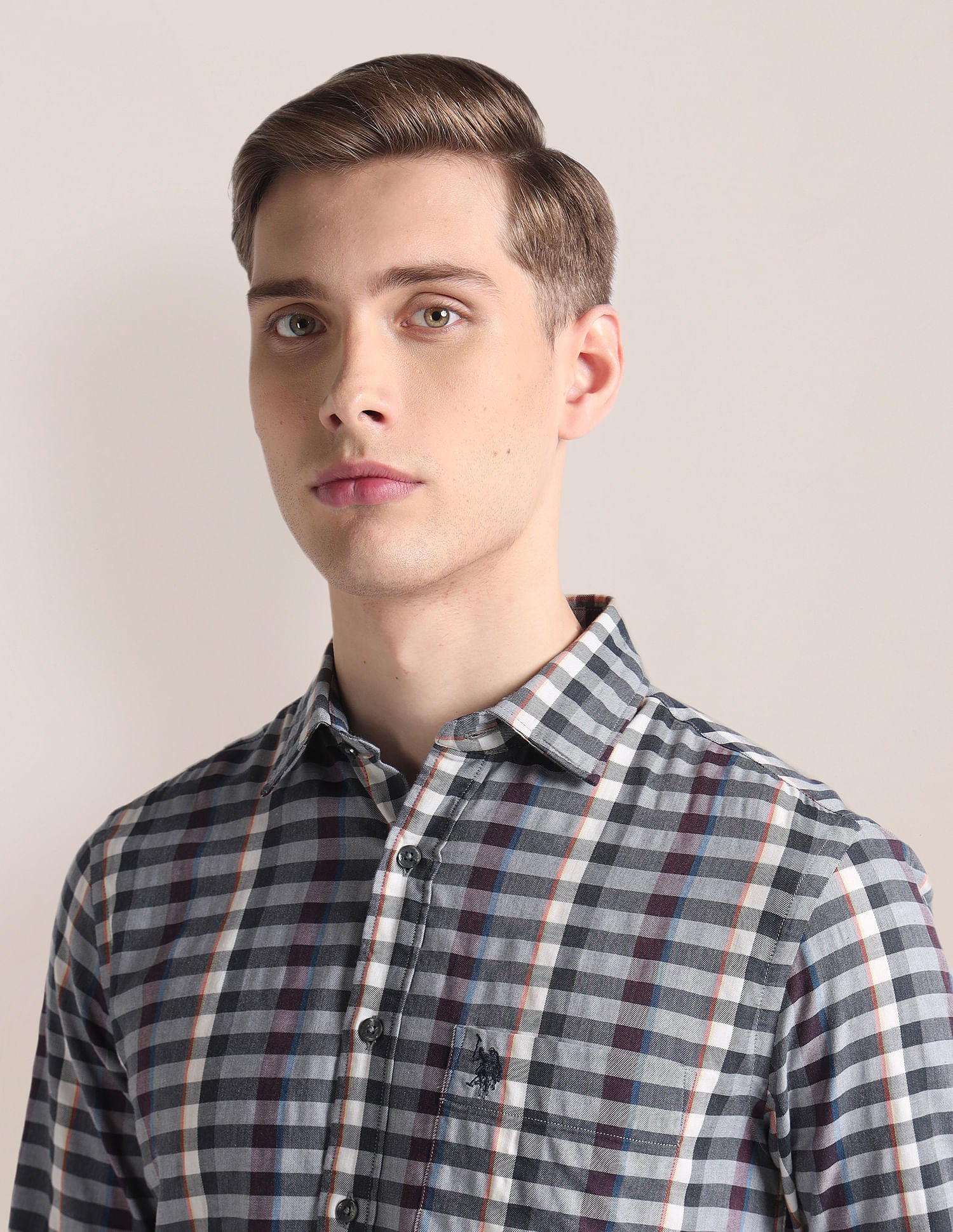 Twill Tailored Fit Shirt Grey - U.S. Polo Assn. India | Large