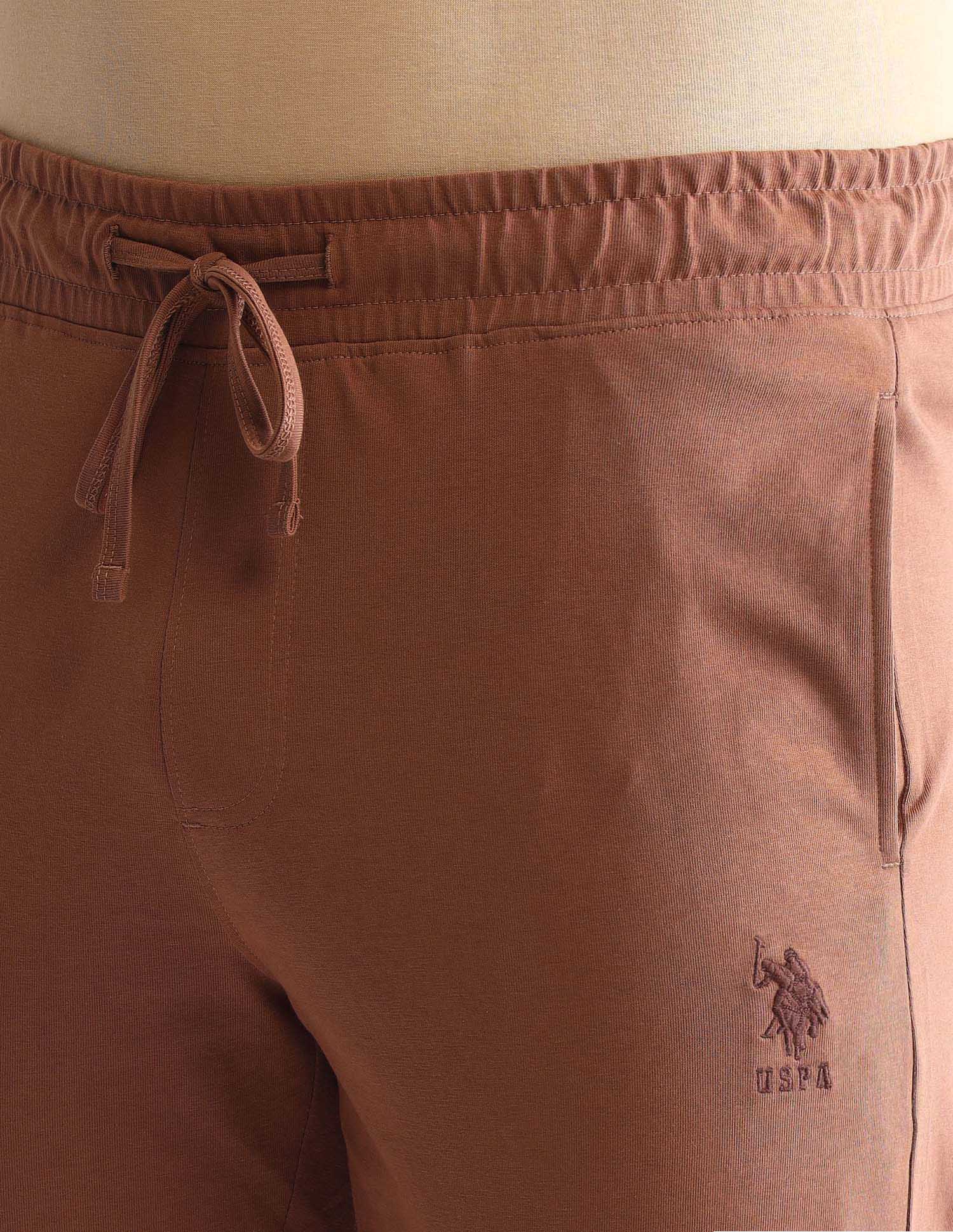 Drawstring Waist Mid-Rise Solid OJ007 Joggers Raw Umber - U.S. POLO ASSN. | Large