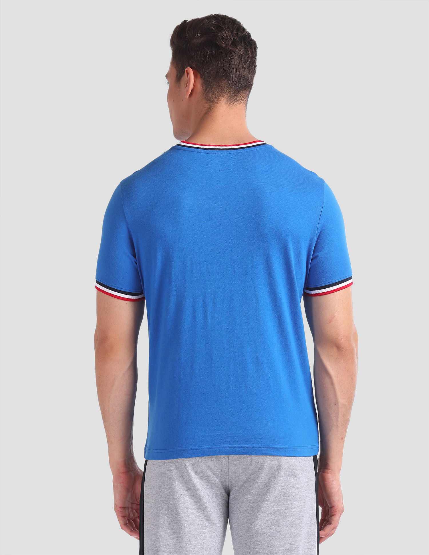 Striped Neck Cotton OEE01 Lounge T-Shirt - Pack Of 2 Methyl Blue and Black - U.S. POLO ASSN. | Large