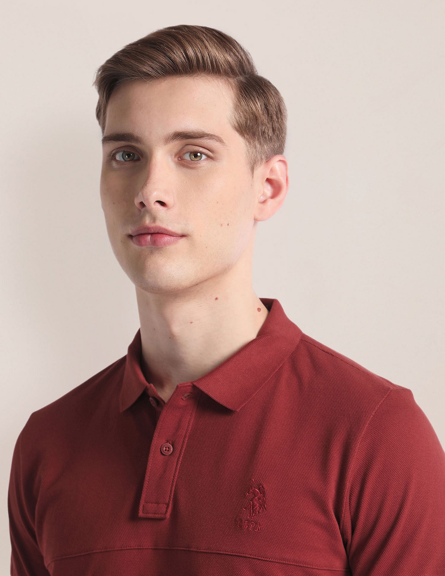 Brand Embroidered Slim Polo Shirt Maroon - U.S. Polo Assn. India | Large