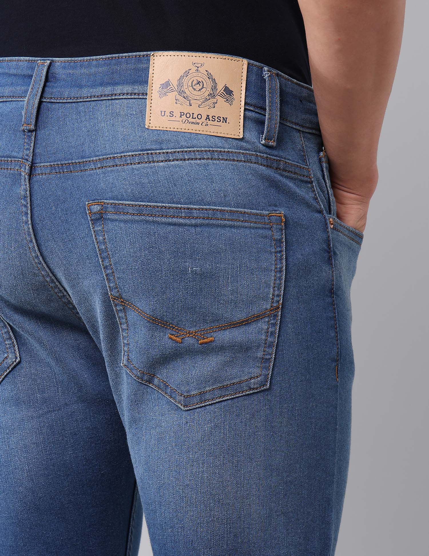 Henry Tapered Fit Blue Jeans Med Blue - U.S. POLO ASSN. | Large