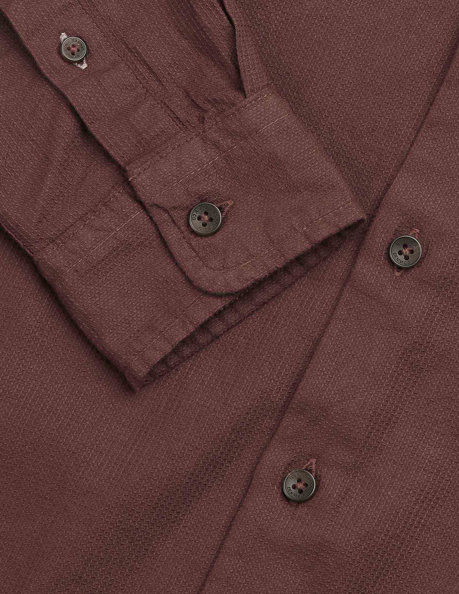 Textured Pure Cotton Shirt Rust - U.S. Polo Assn. India | Large
