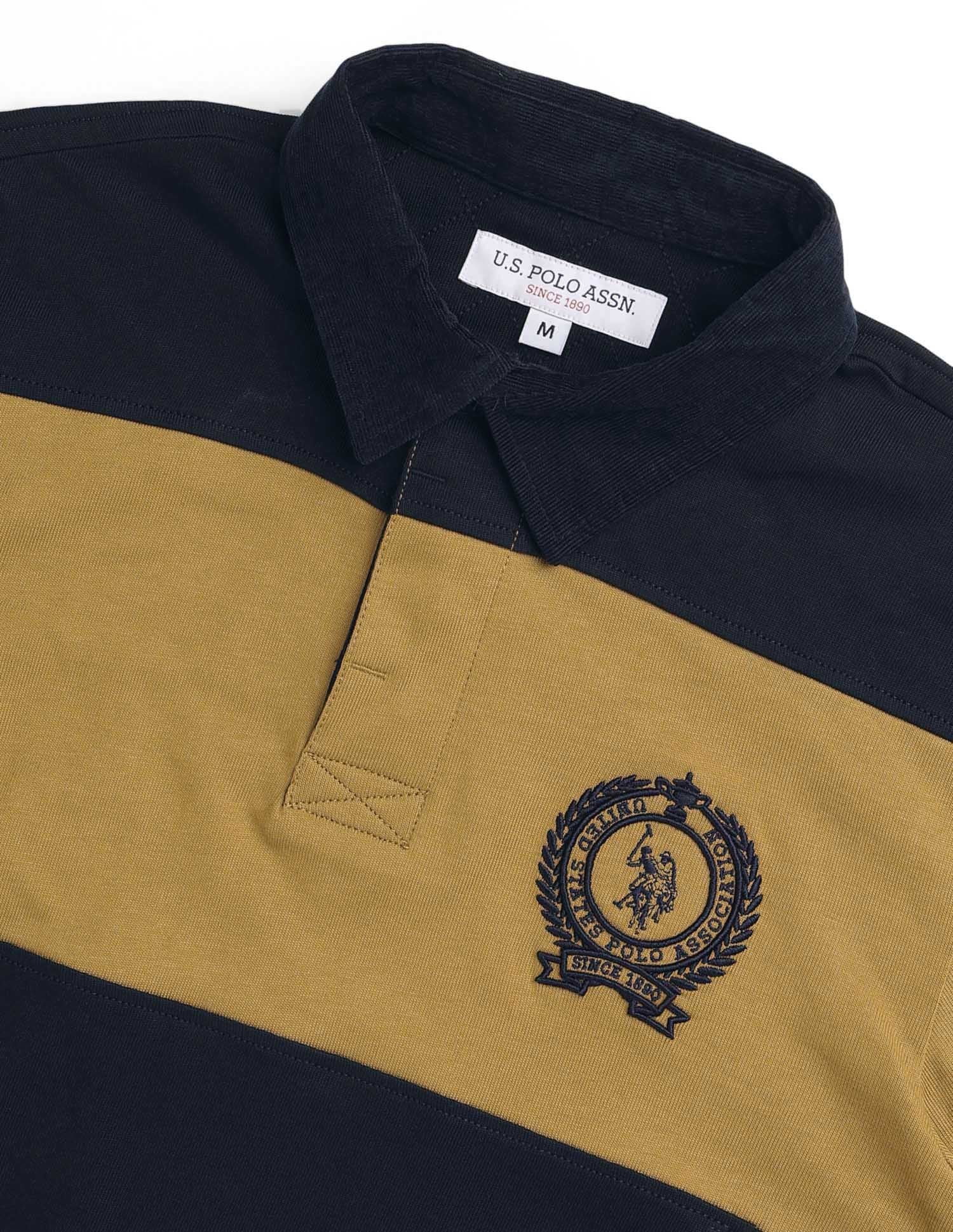 Horizontal Striped Varsity Theatre Polo Shirt Dark Brown - U.S. POLO ASSN. | Large