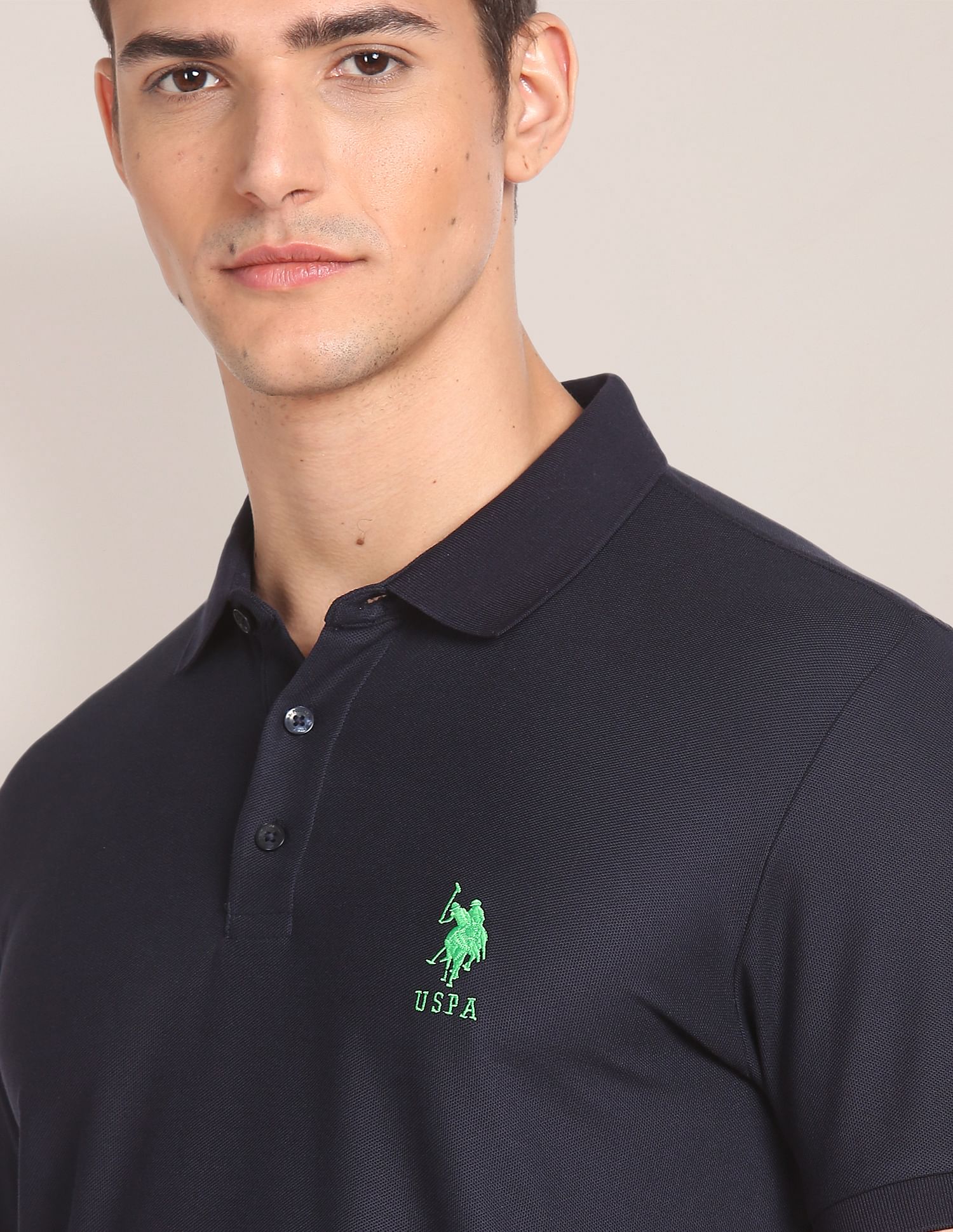 Liquid Cotton Solid Polo Shirt Navy - U.S. POLO ASSN. | Large