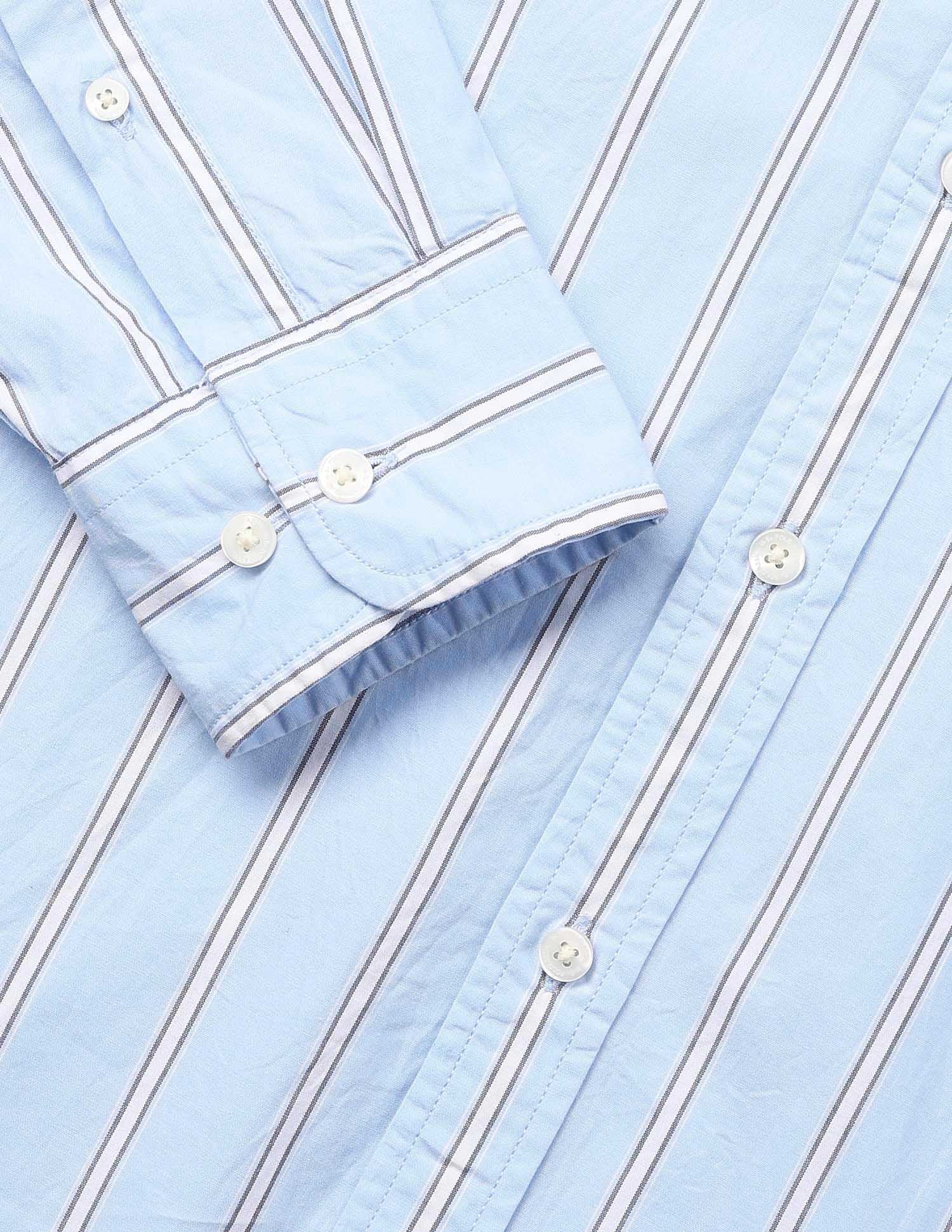 Vertical Striped Tailored Fit Shirt Light Blue - U.S. Polo Assn. India | Large