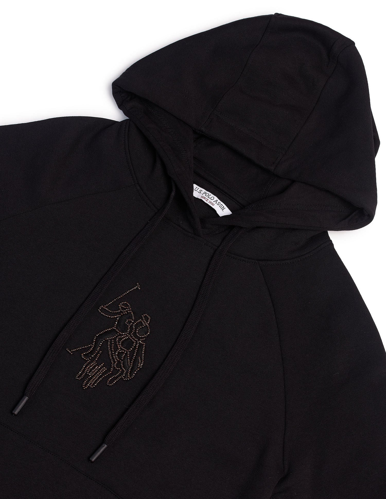 Embroidered Logo Hooded Sweatshirt Black - U.S. POLO ASSN. | Large