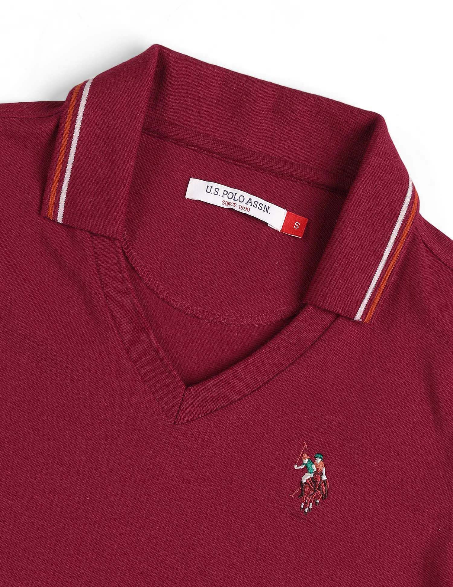 Regular Fit Solid Polo Shirt Dark Red - U.S. POLO ASSN. | Large