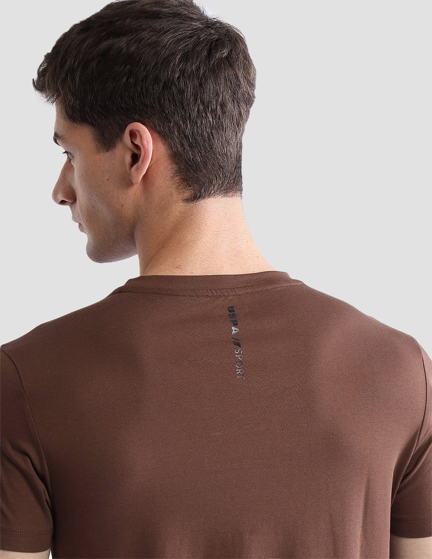 Solid Regular Fit Active T-Shirt Brown - U.S. POLO ASSN. | Large