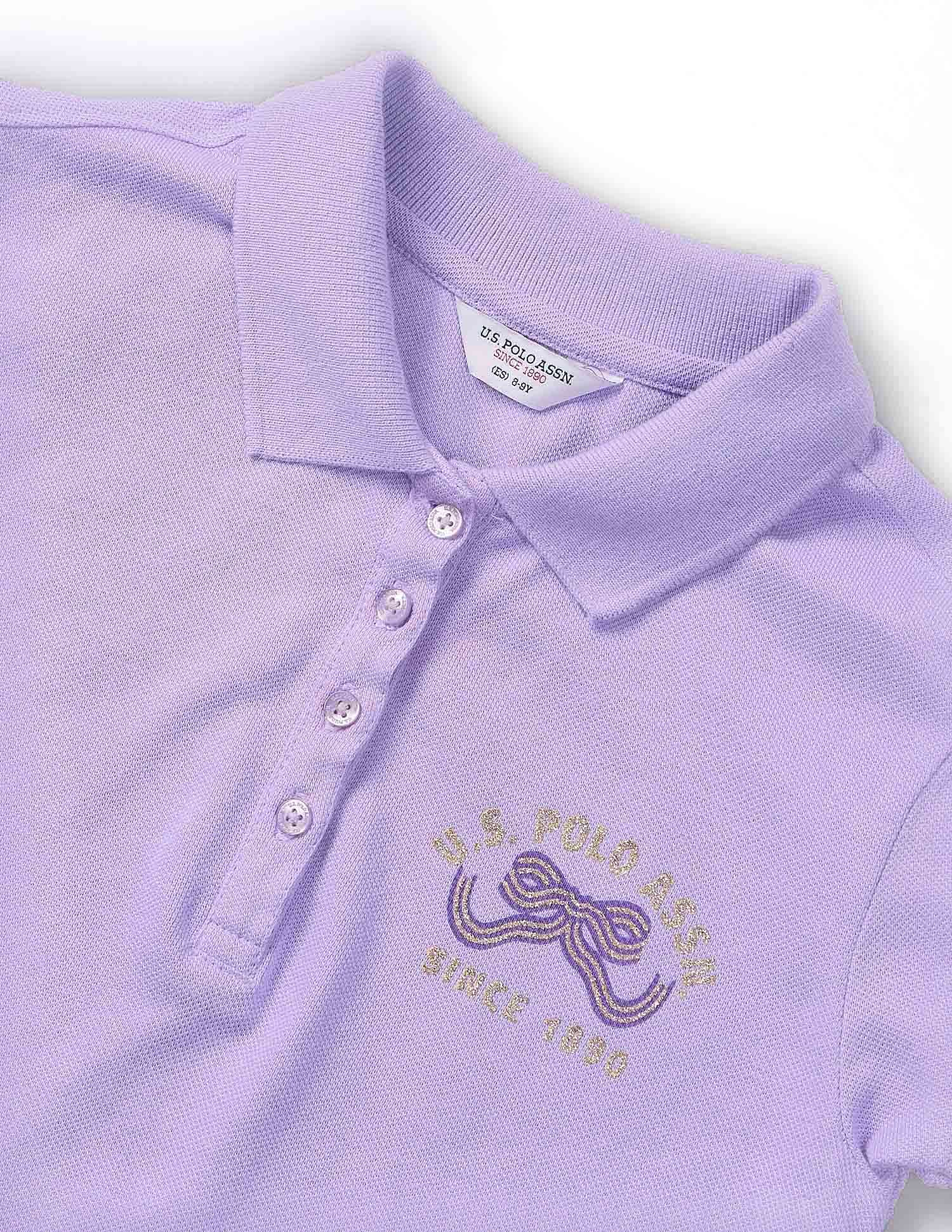 Girls Solid Polo Shirt Lavender - U.S. POLO ASSN. | Large