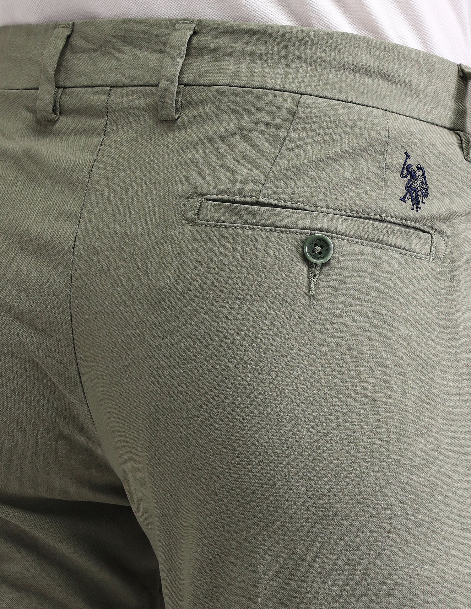 Denver Slim Fit Dobby Trousers Green - U.S. Polo Assn. India | Large