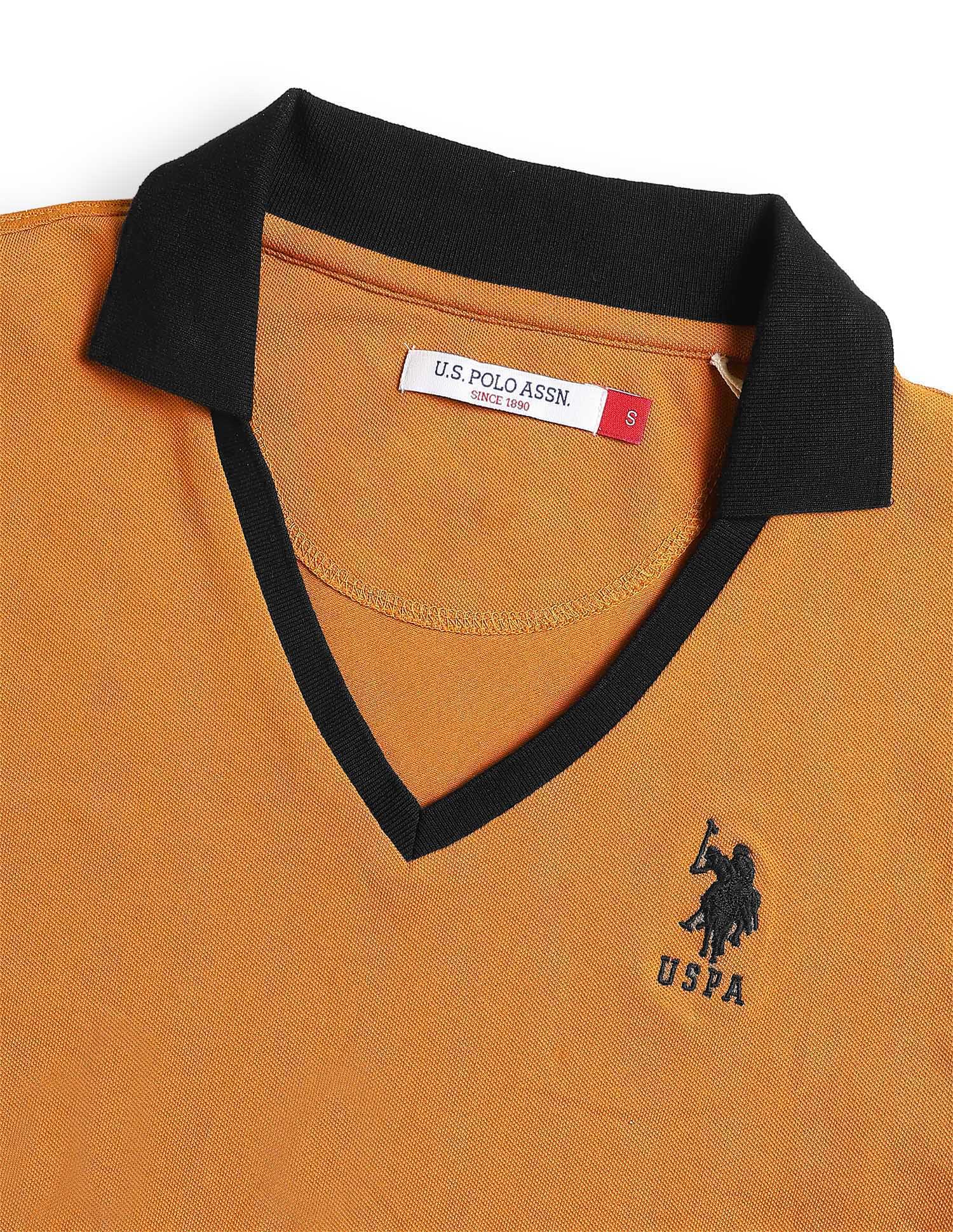 Solid Regular Fit Polo Shirt Orange - U.S. Polo Assn. India | Large