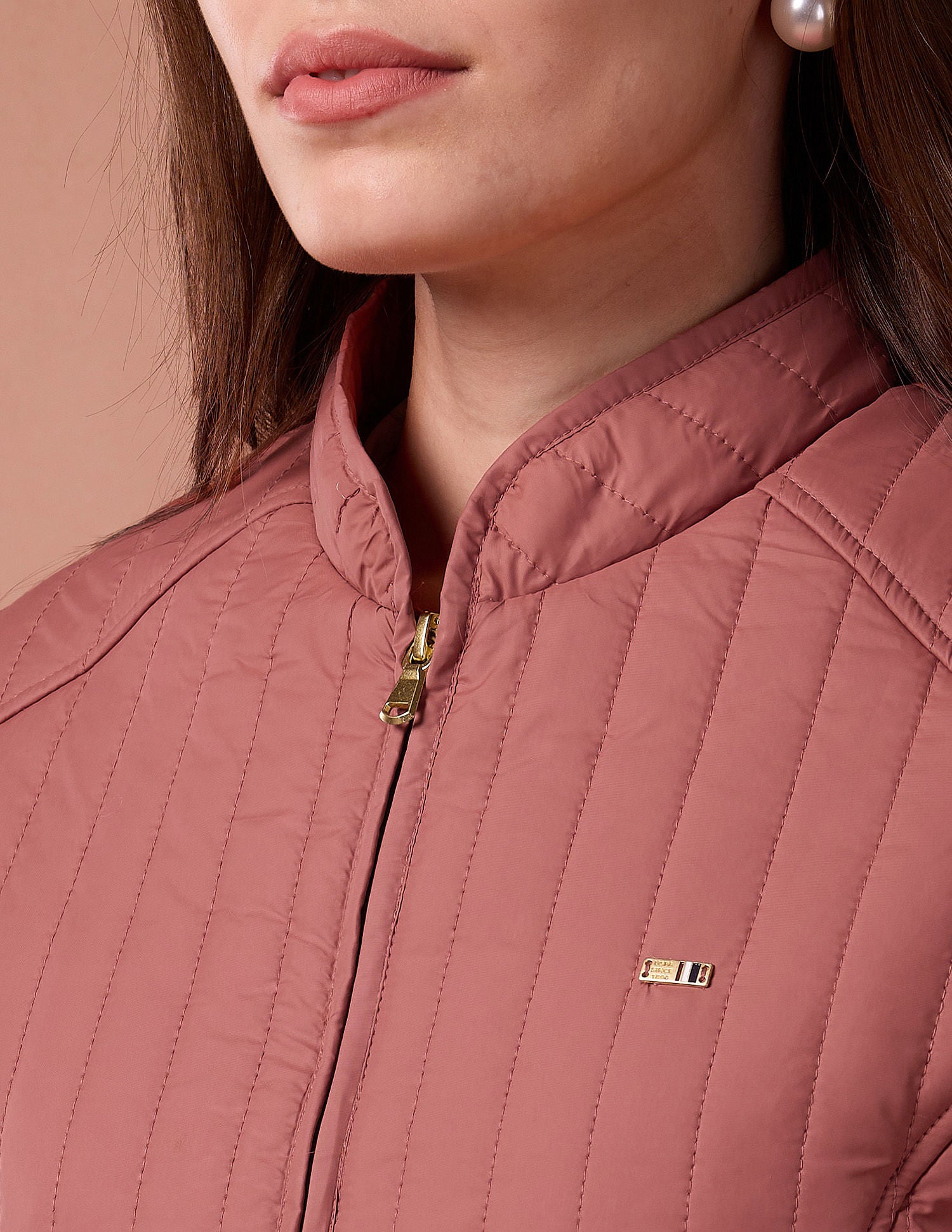 High Neck Puffer Jacket Dark Peach - U.S. POLO ASSN. | Large