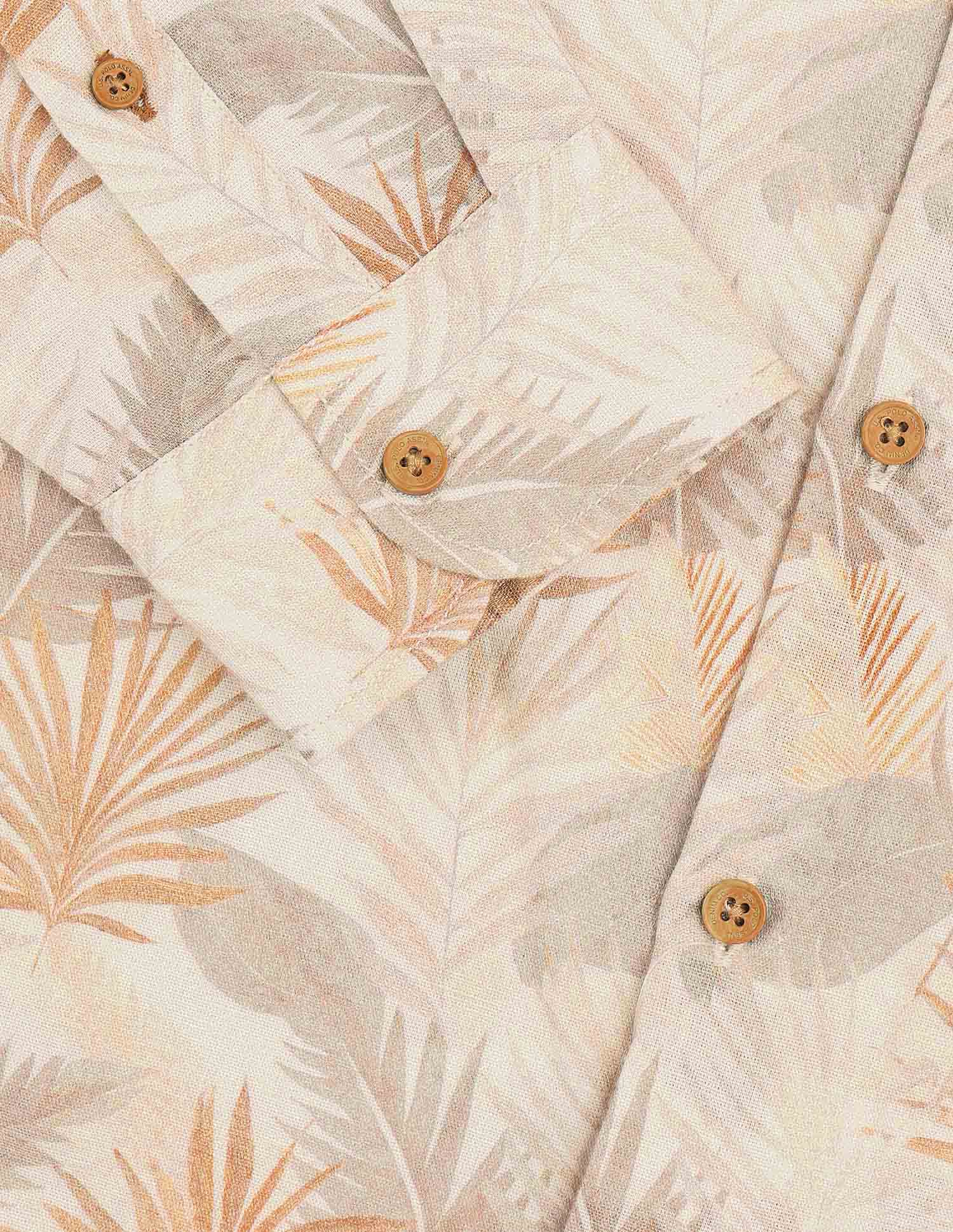 Tropical Printed Regular Fit Shirt Beige - U.S. POLO ASSN. | Large