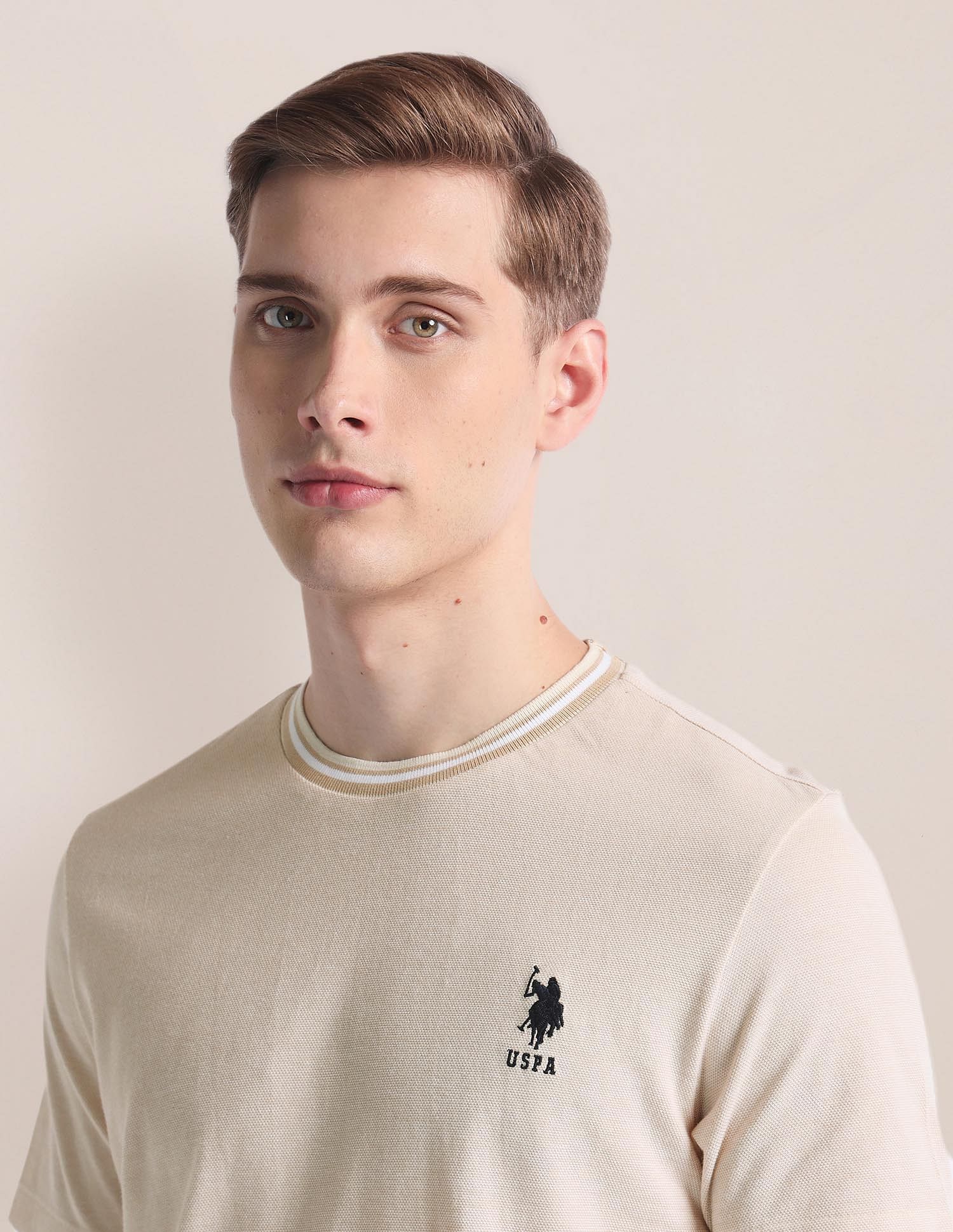 Heathered Slim T-Shirt Beige - U.S. Polo Assn. India | Large