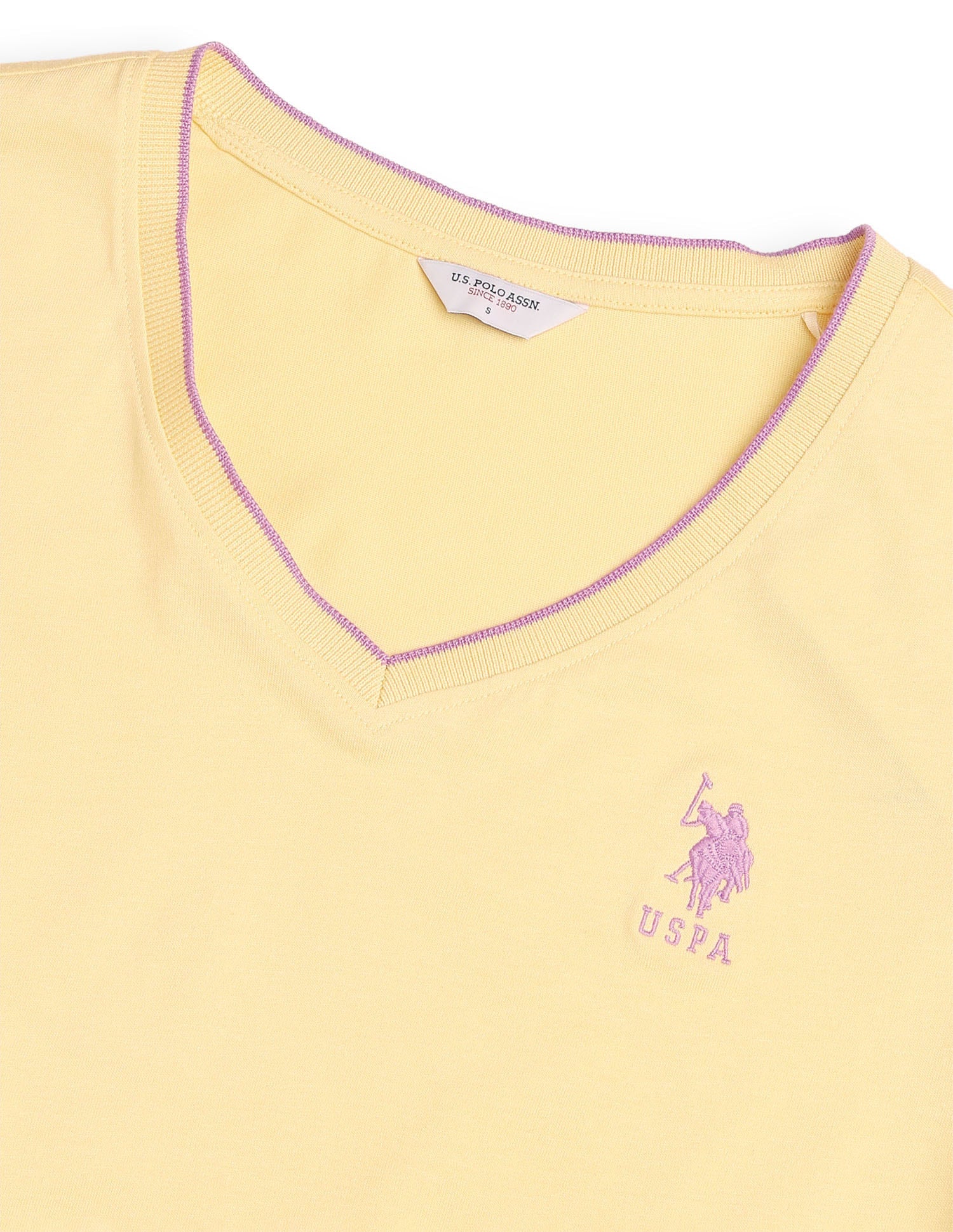 Regular Fit Solid T-Shirt Light Yellow - U.S. Polo Assn. India | Large