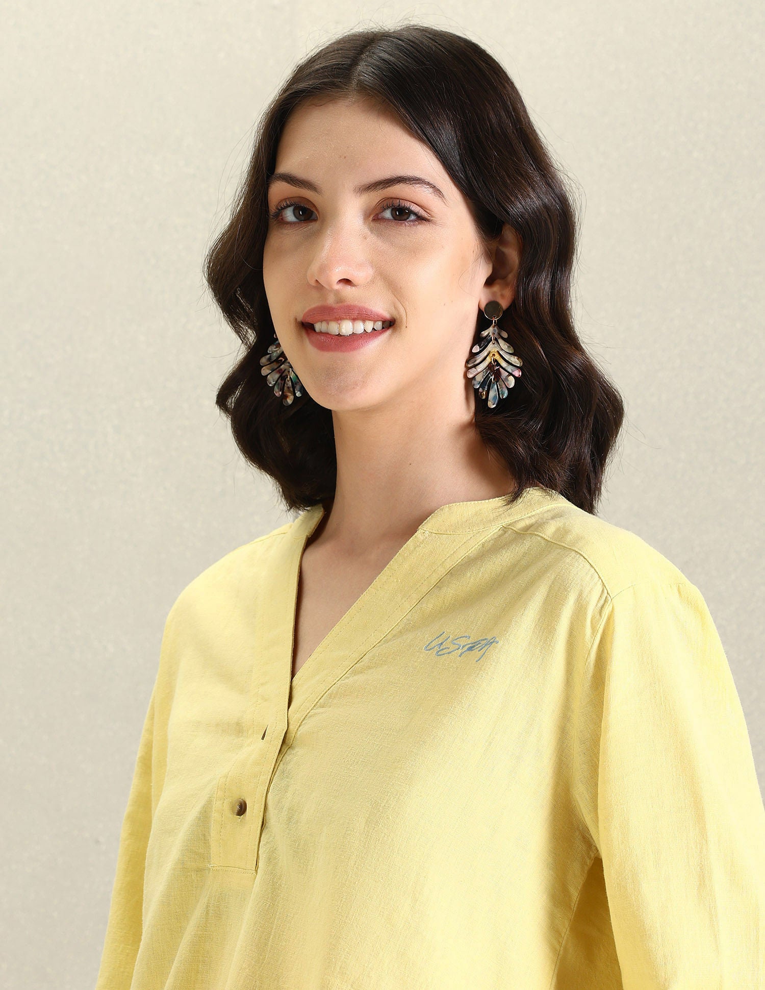 Solid Linen Tunic Top Light Yellow - U.S. POLO ASSN. | Large