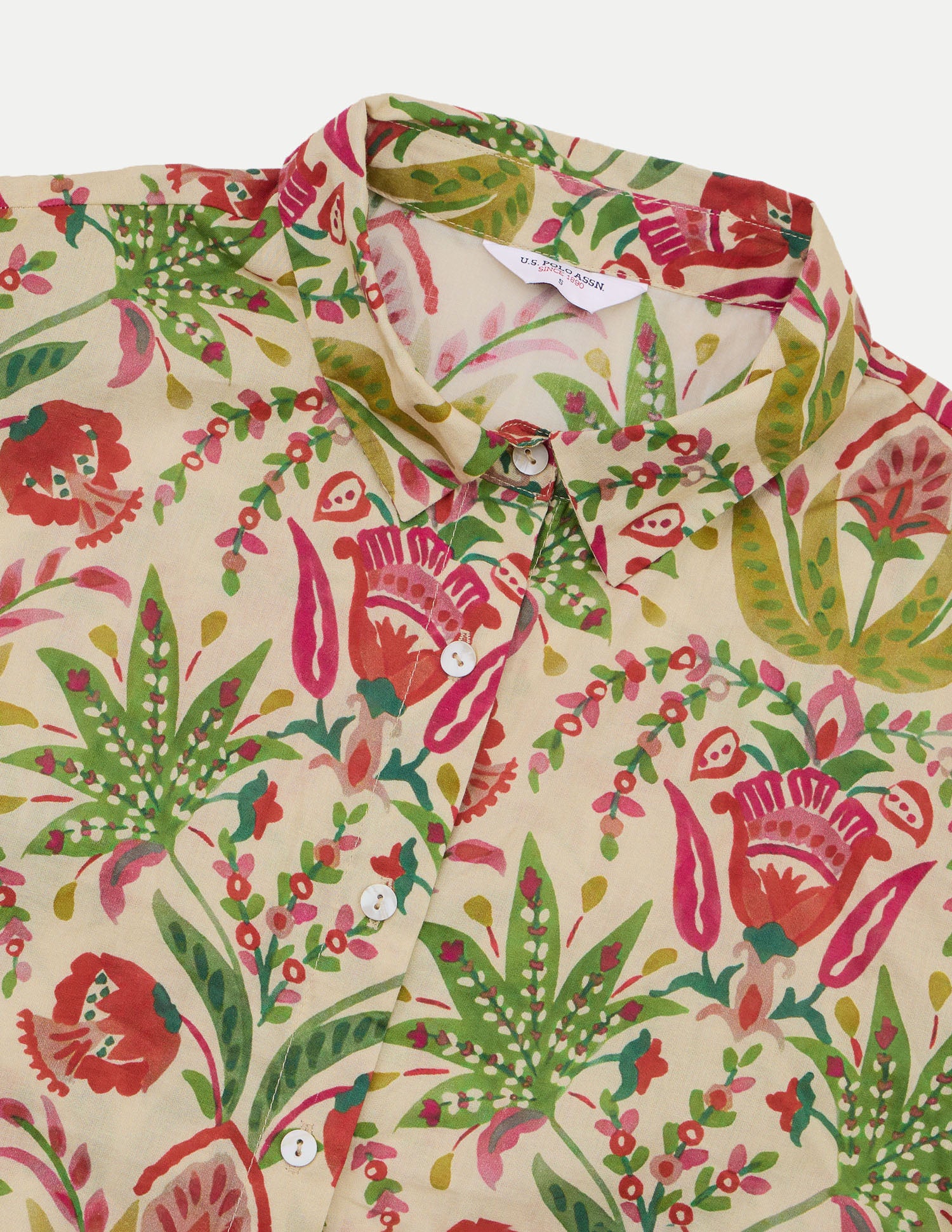 Floral Printed Regular Fit Shirt Ecru - U.S. Polo Assn. India | Large