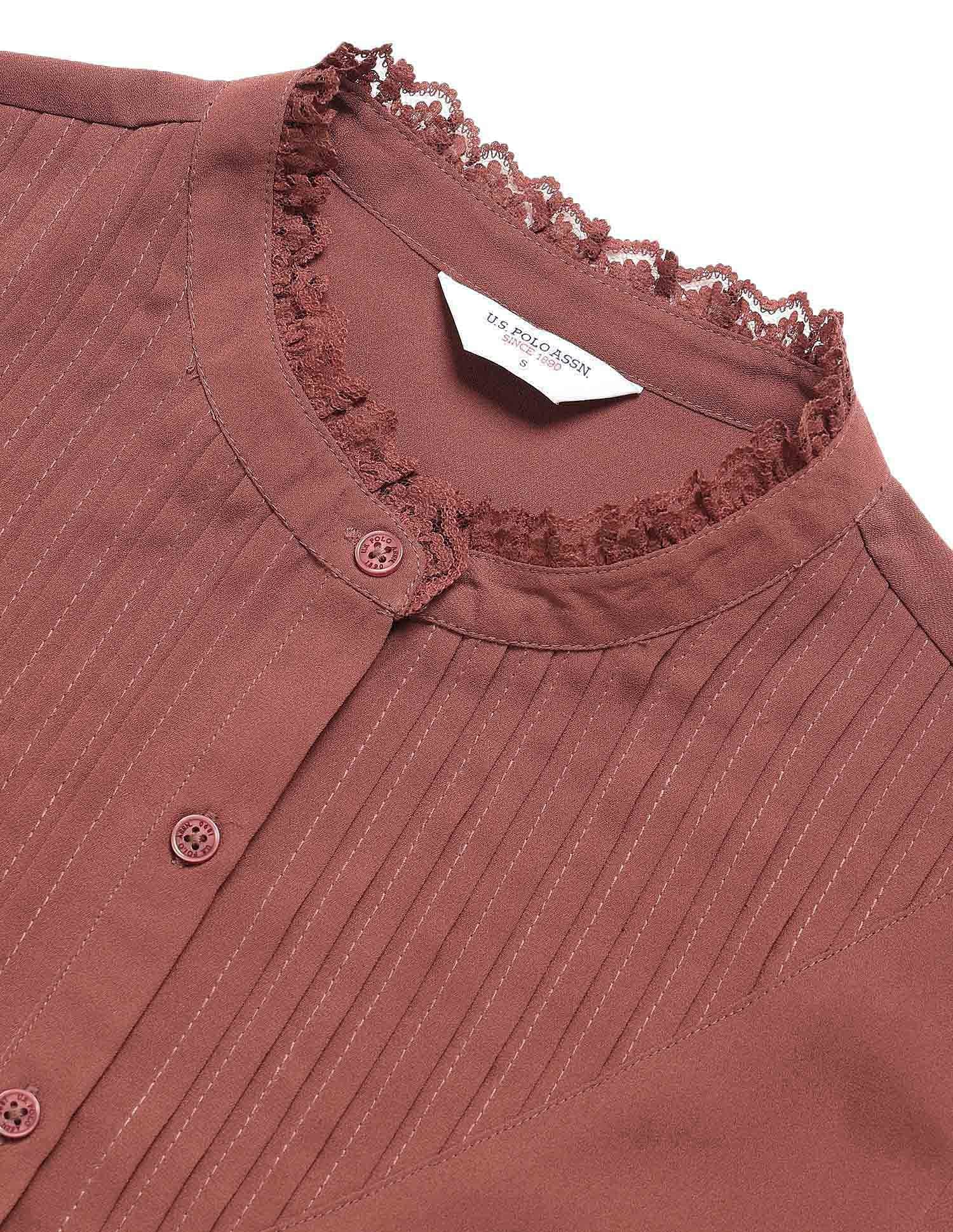 Ruffled Frill Top Maroon - U.S. POLO ASSN. | Large