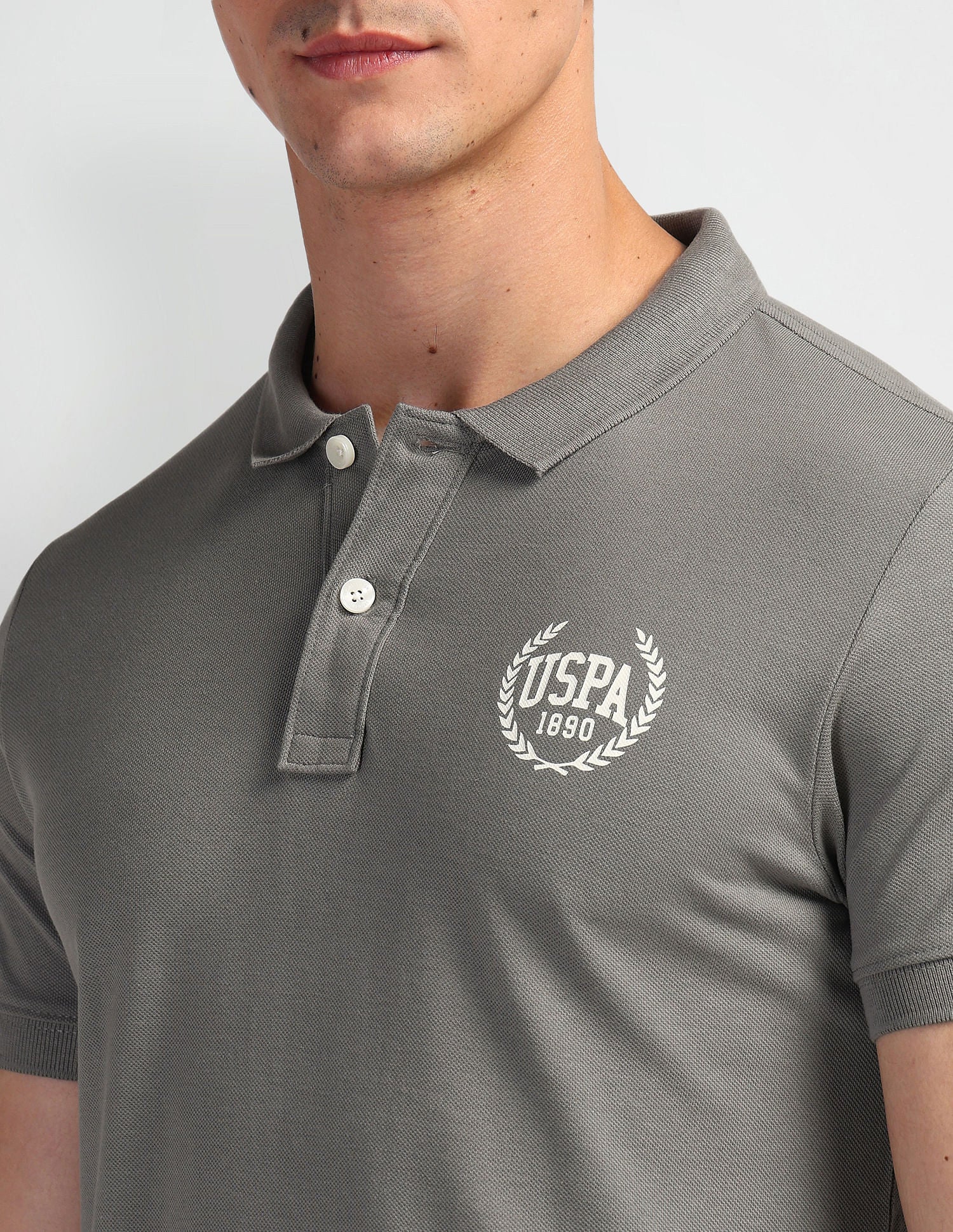 Brand Print Polo Shirt Grey - U.S. Polo Assn. India | Large