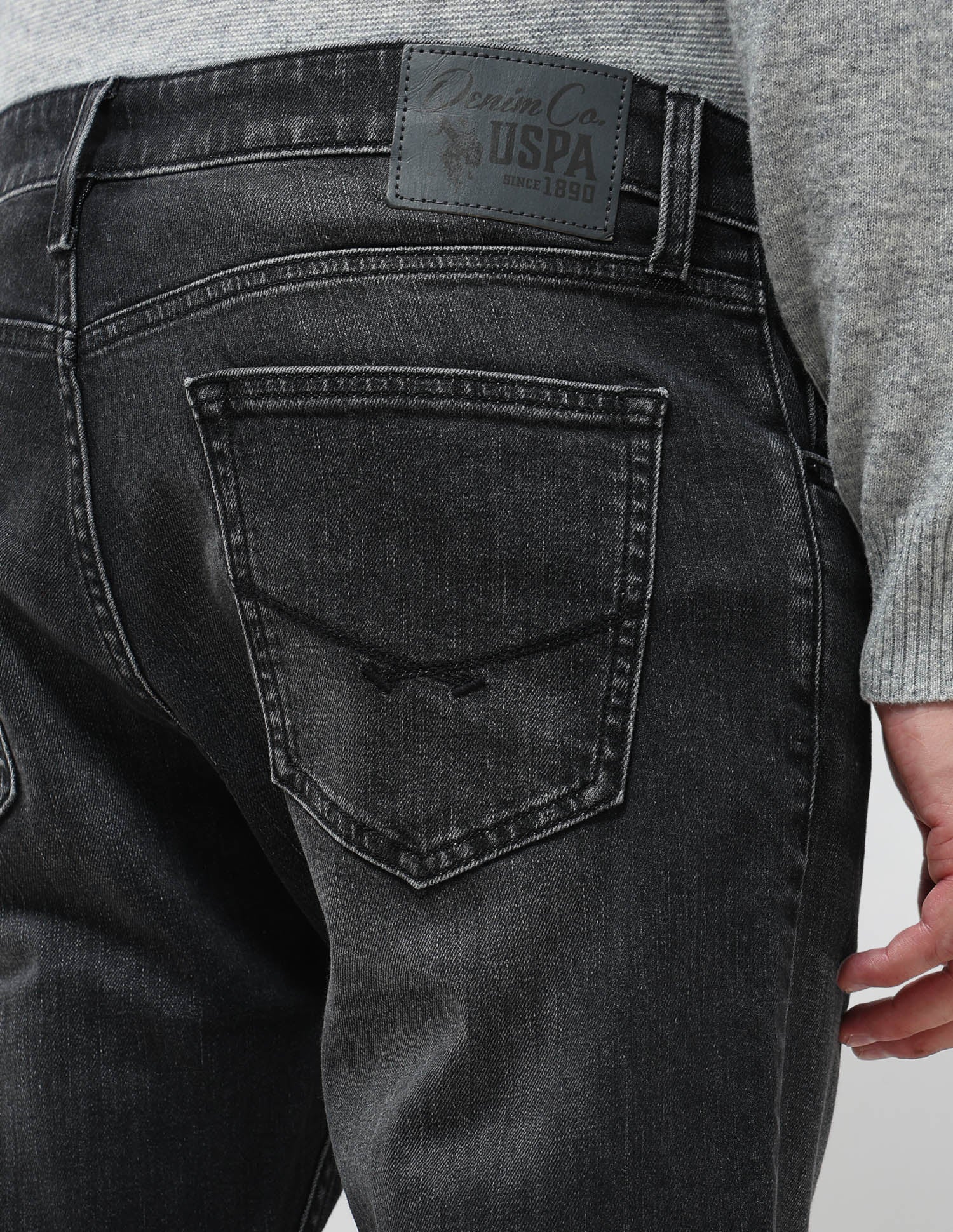 Henry Tapered Fit Whiskered Jeans Mid Grey - U.S. POLO ASSN. | Large