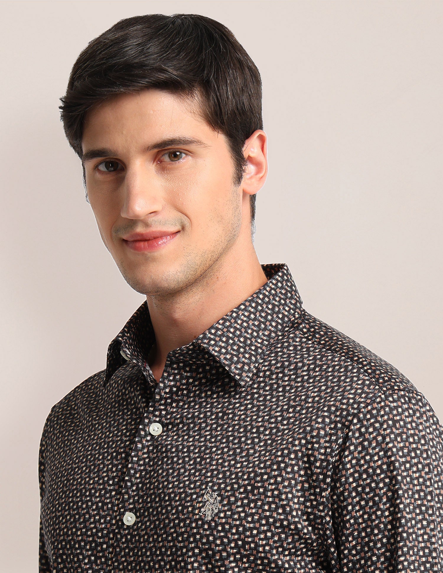 Graphic Print Sateen Shirt Navy - U.S. Polo Assn. India | Large