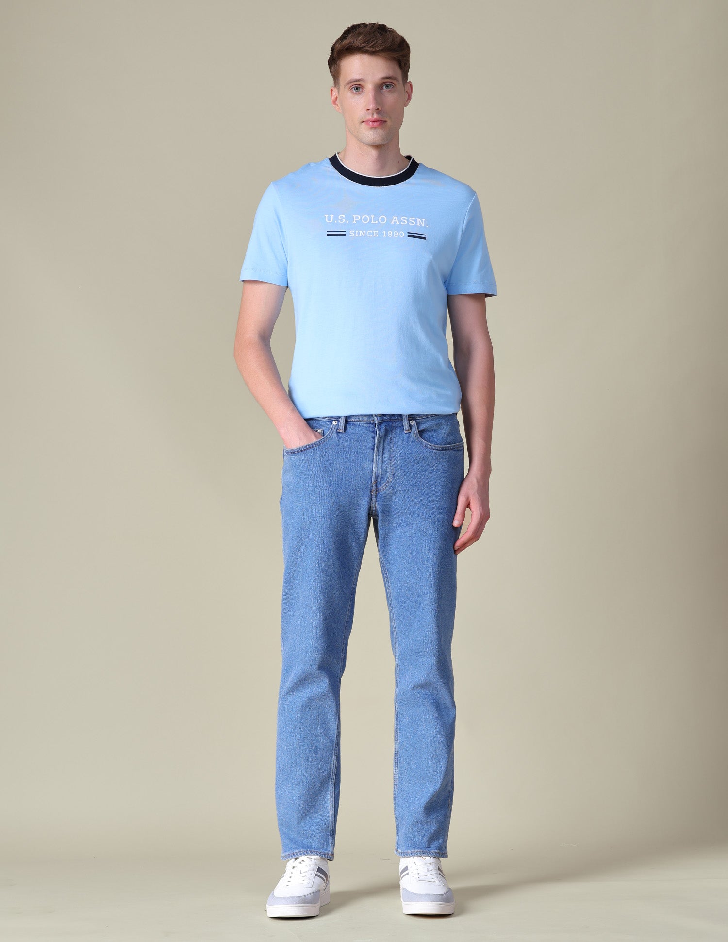 Brand Printed Slim Fit T-Shirt Blue - U.S. POLO ASSN. | Large