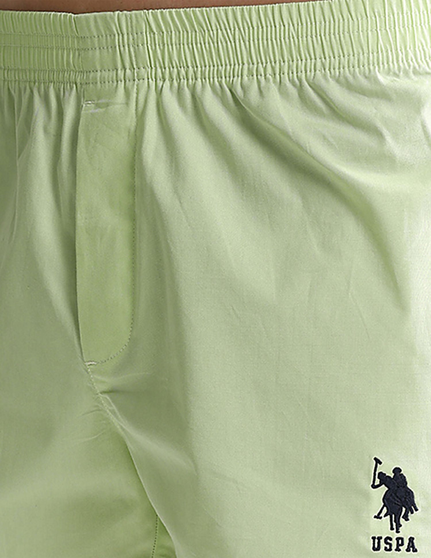 Mid Rise Solid OEX05 Shorts - Pack Of 2 Polka Dot Lt Green And Lt Green - U.S. POLO ASSN. | Large