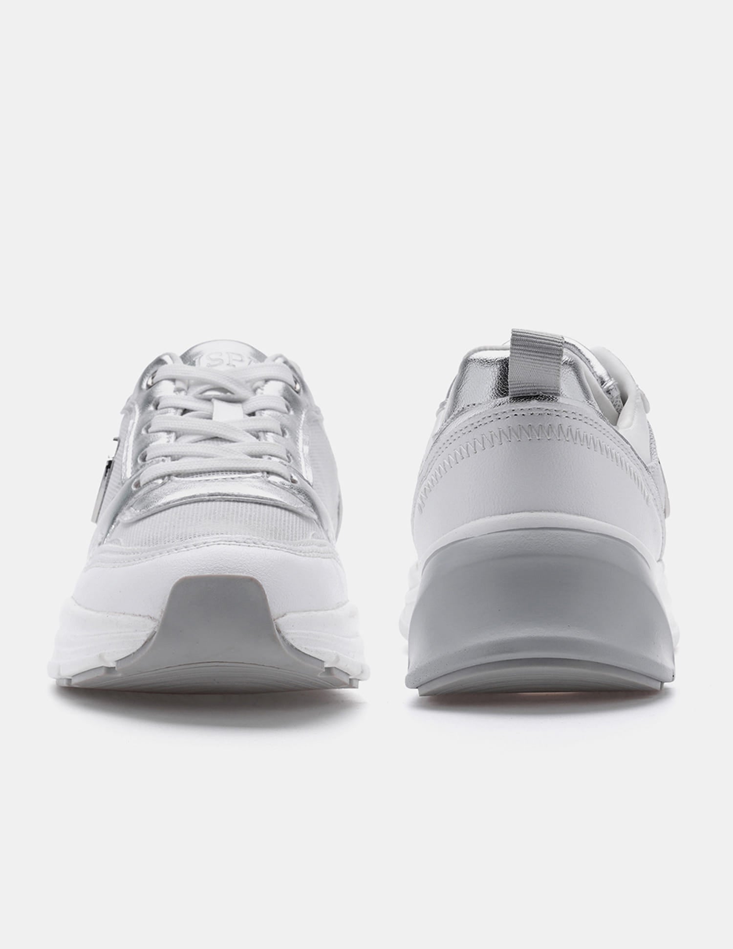 Women Lace Up Ginevra Sneakers Silver - U.S. Polo Assn. India | Large