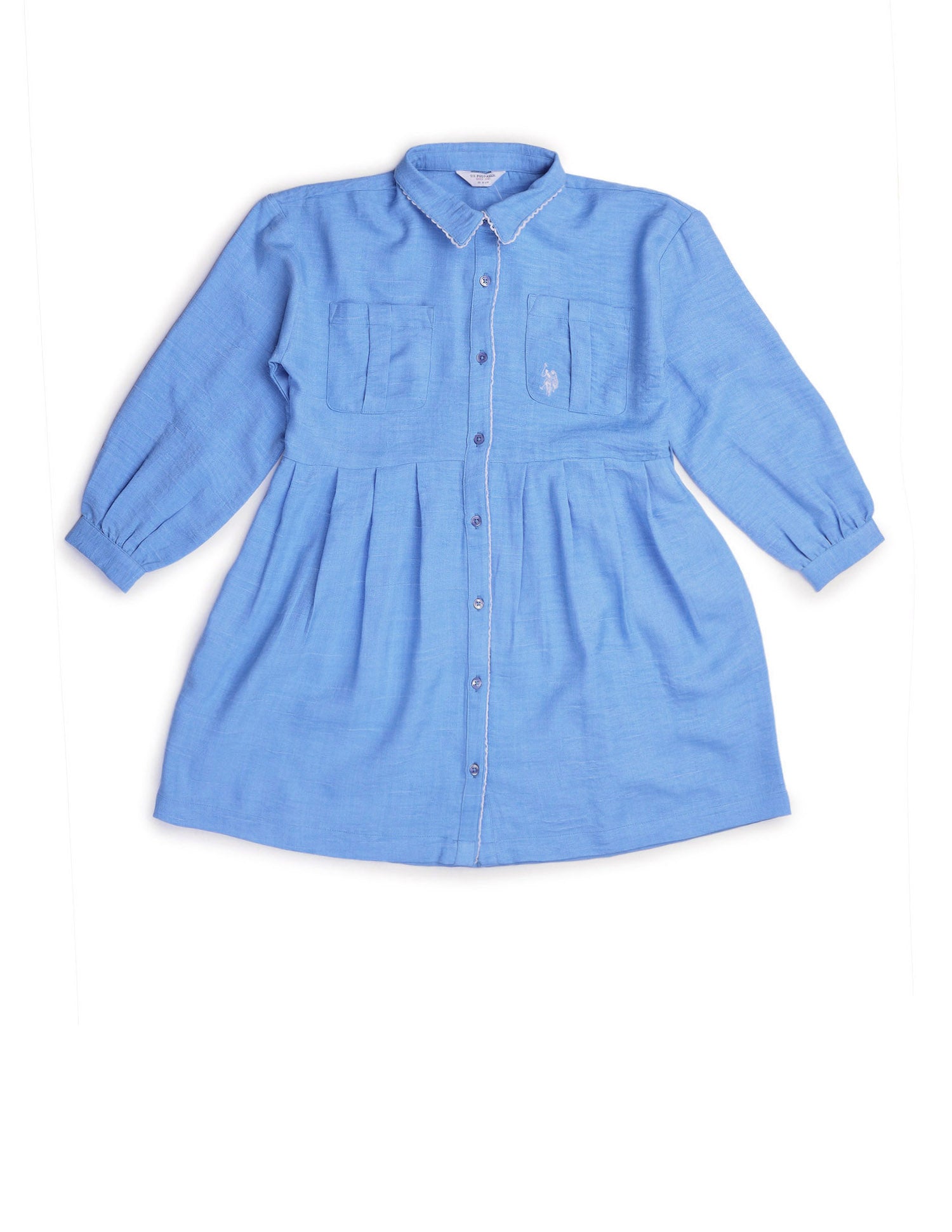 Girls Solid Shirt Dress Blue - U.S. POLO ASSN. | Large