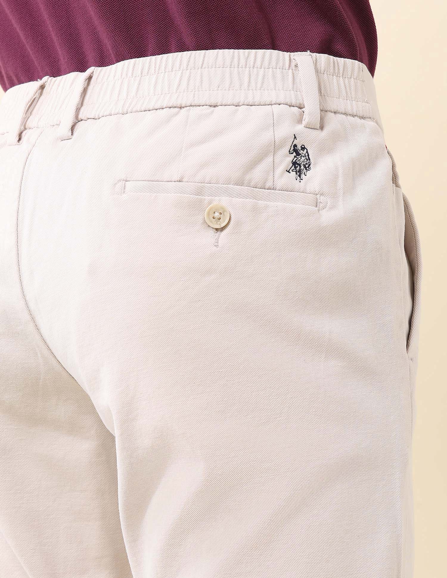 Mid Rise Denver Slim Fit Trousers Beige - U.S. Polo Assn. India | Large