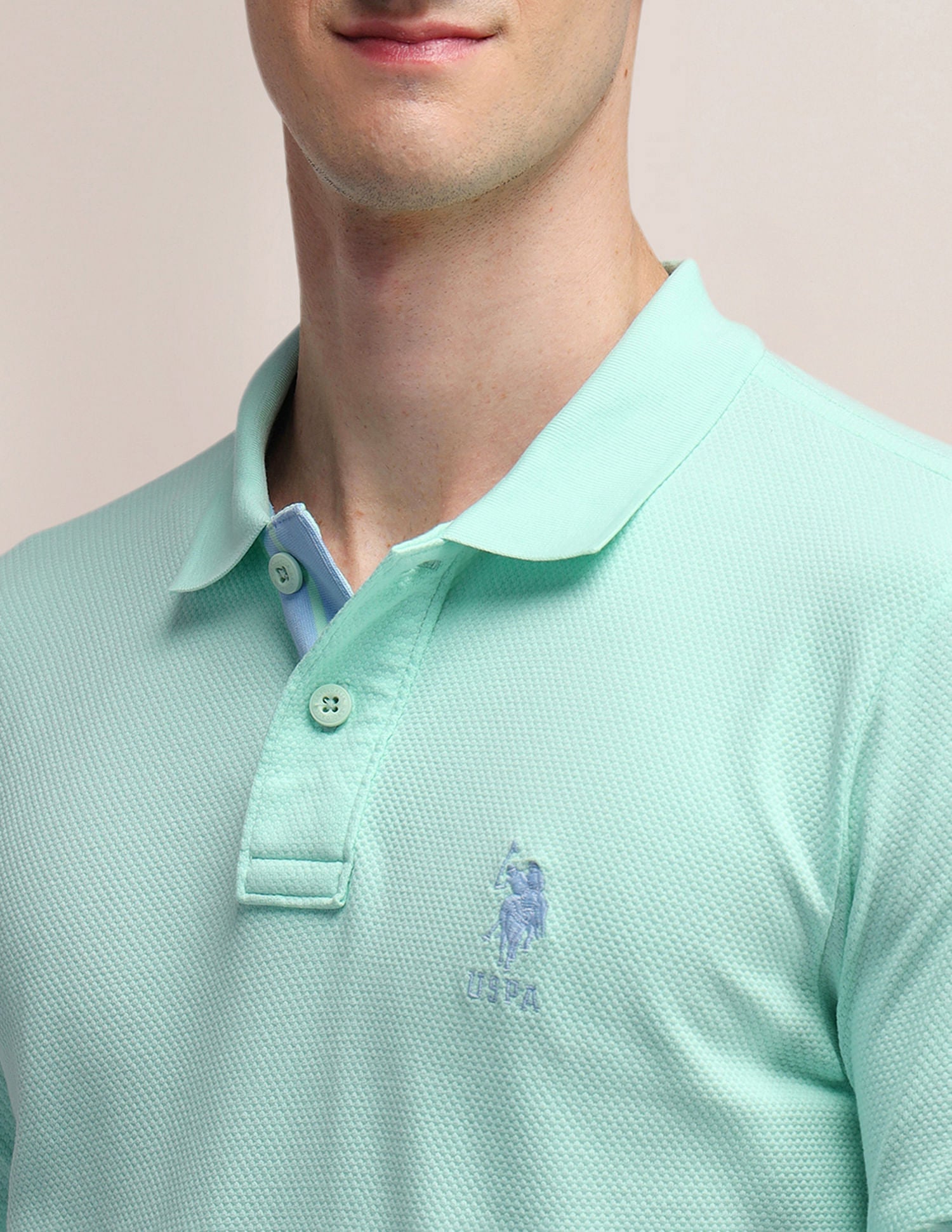 Solid Slim Fit Polo Shirt Green - U.S. Polo Assn. India | Large