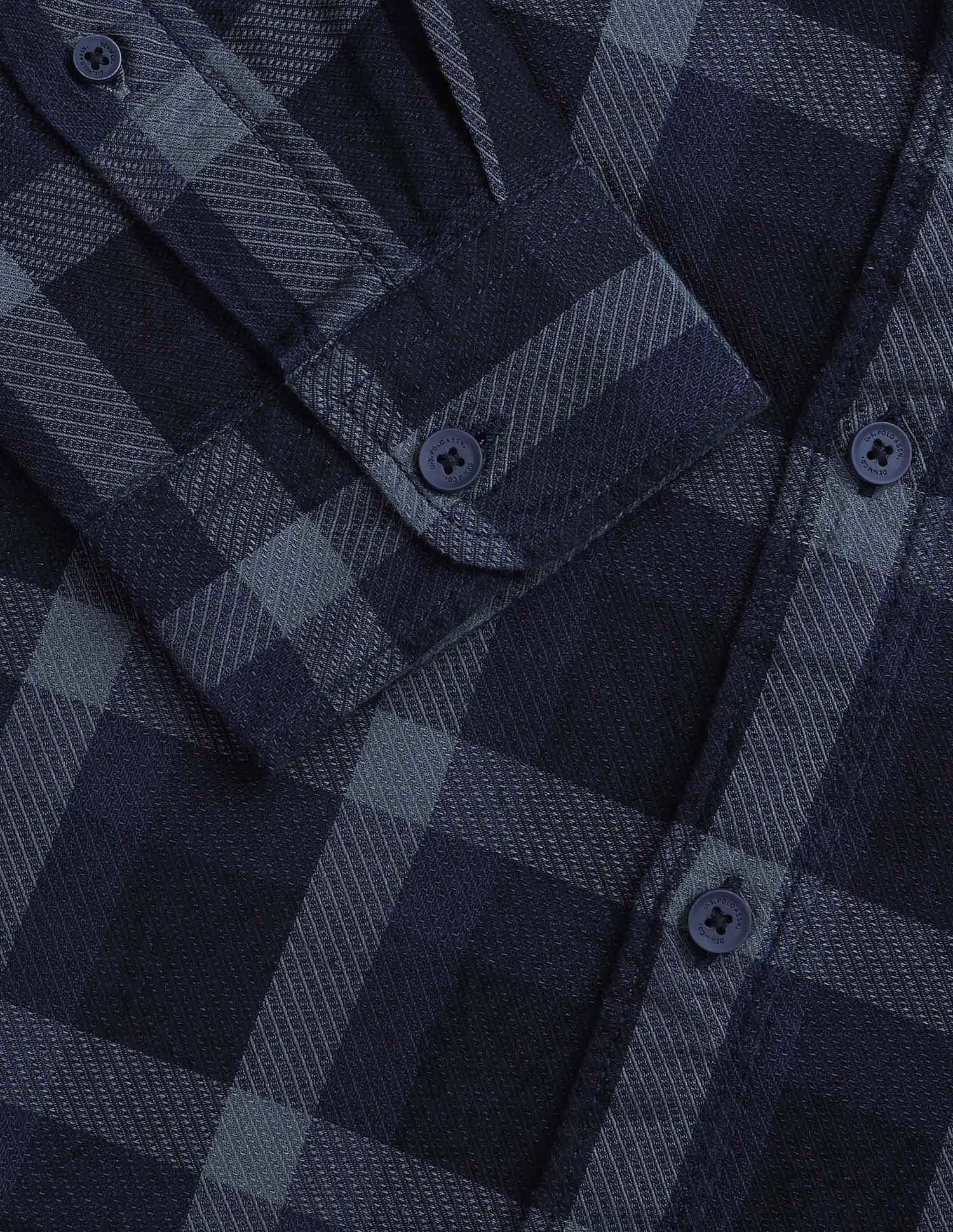 Tartan Checked Twill Shirt Dark Indigo - U.S. POLO ASSN. | Large