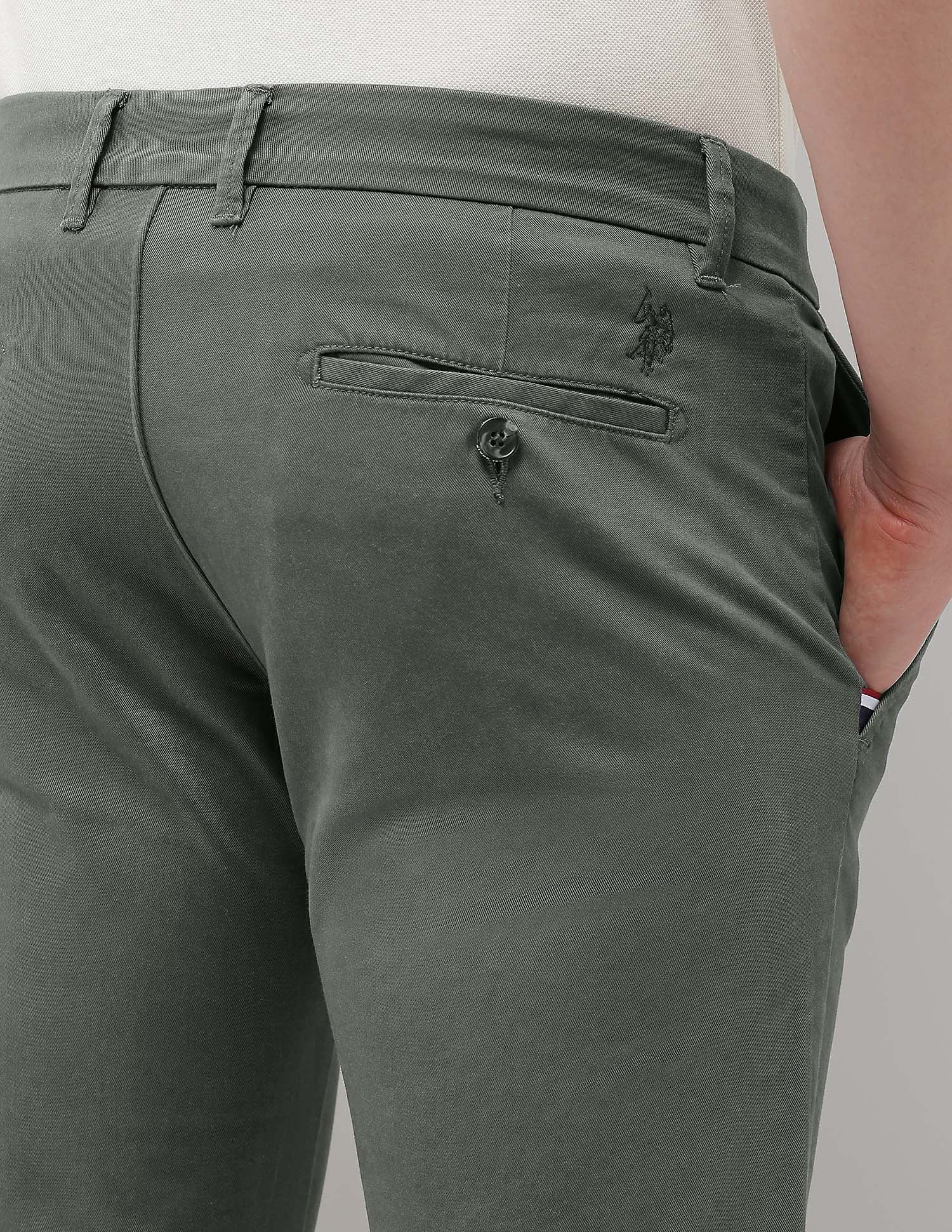 Mid Rise Denver Slim Fit Trousers Olive - U.S. Polo Assn. India | Large