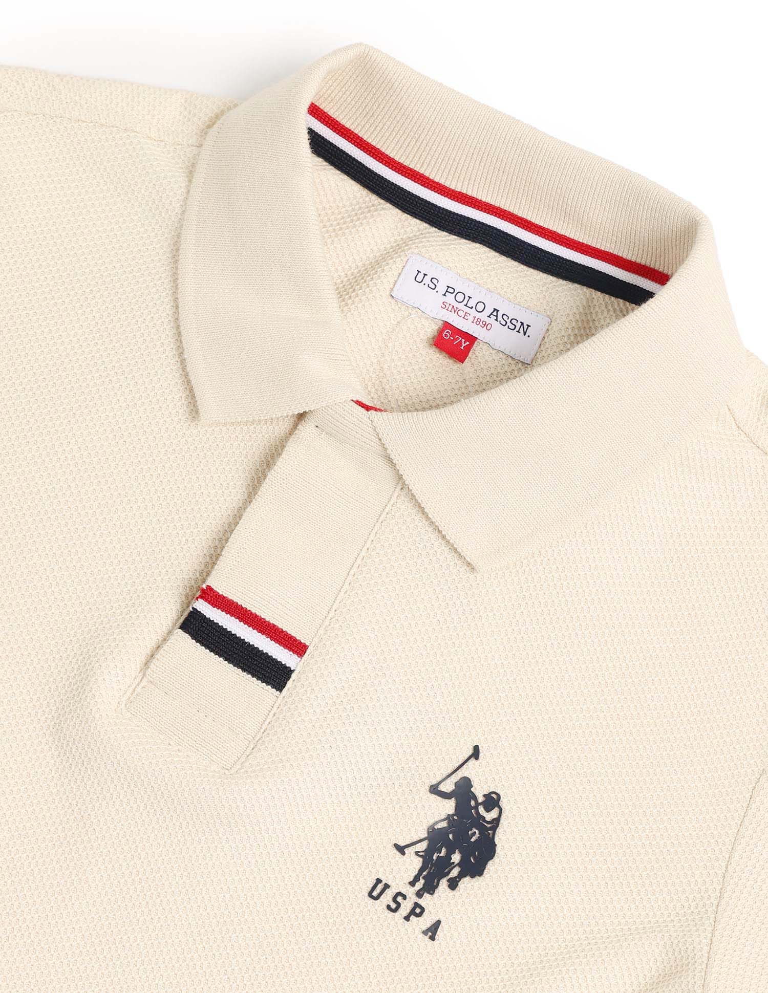 Boys Solid Regular Fit Polo Shirt Beige - U.S. POLO ASSN. | Large