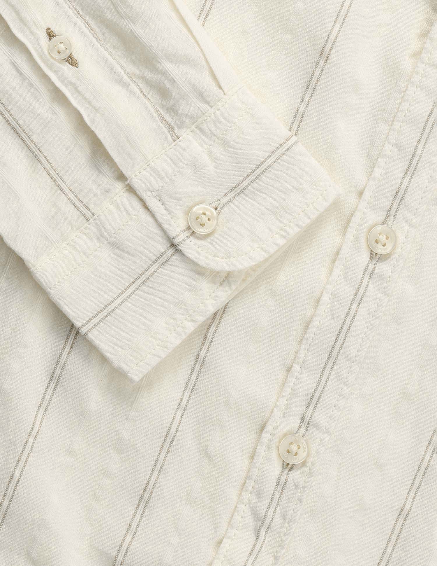 Mandarin Collar Vertical Striped Shirt Off White - U.S. Polo Assn. India | Large