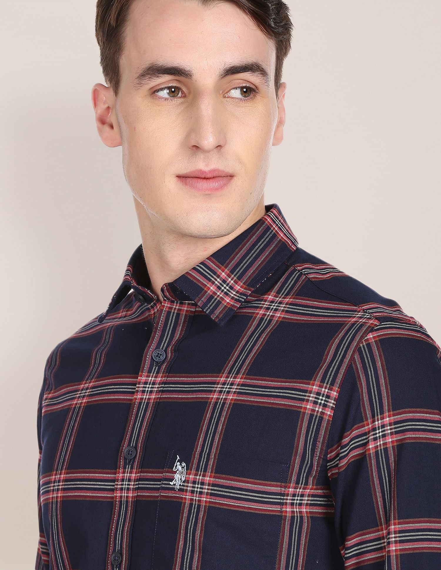 Tartan Check Cotton Casual Shirt Navy - U.S. Polo Assn. India | Large