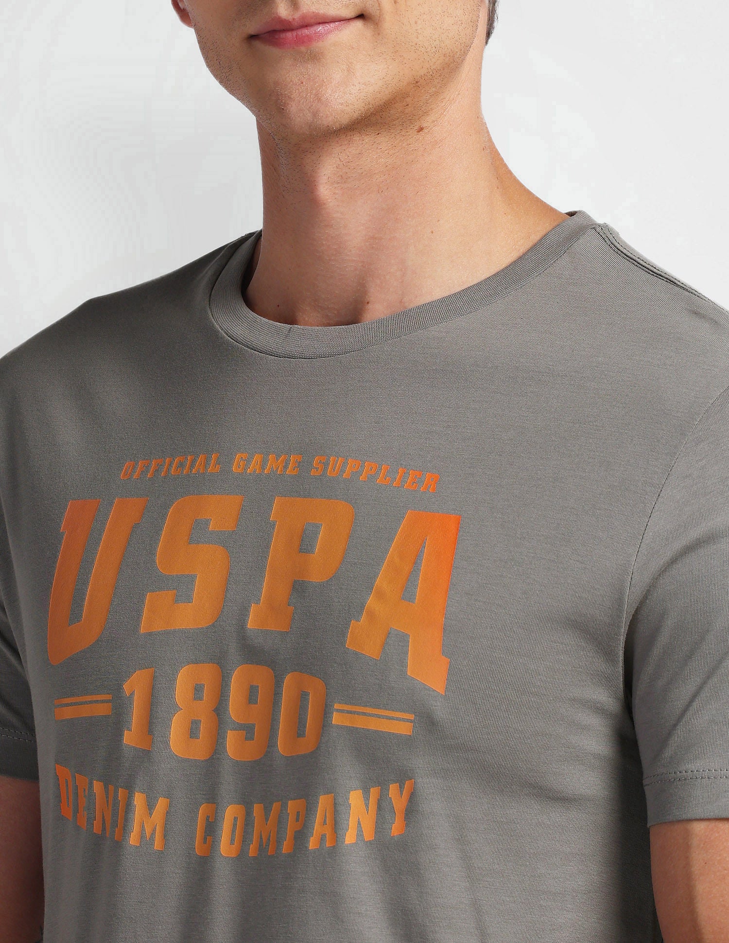 Brand Print Muscle Fit T-Shirt Dark Grey - U.S. POLO ASSN. | Large