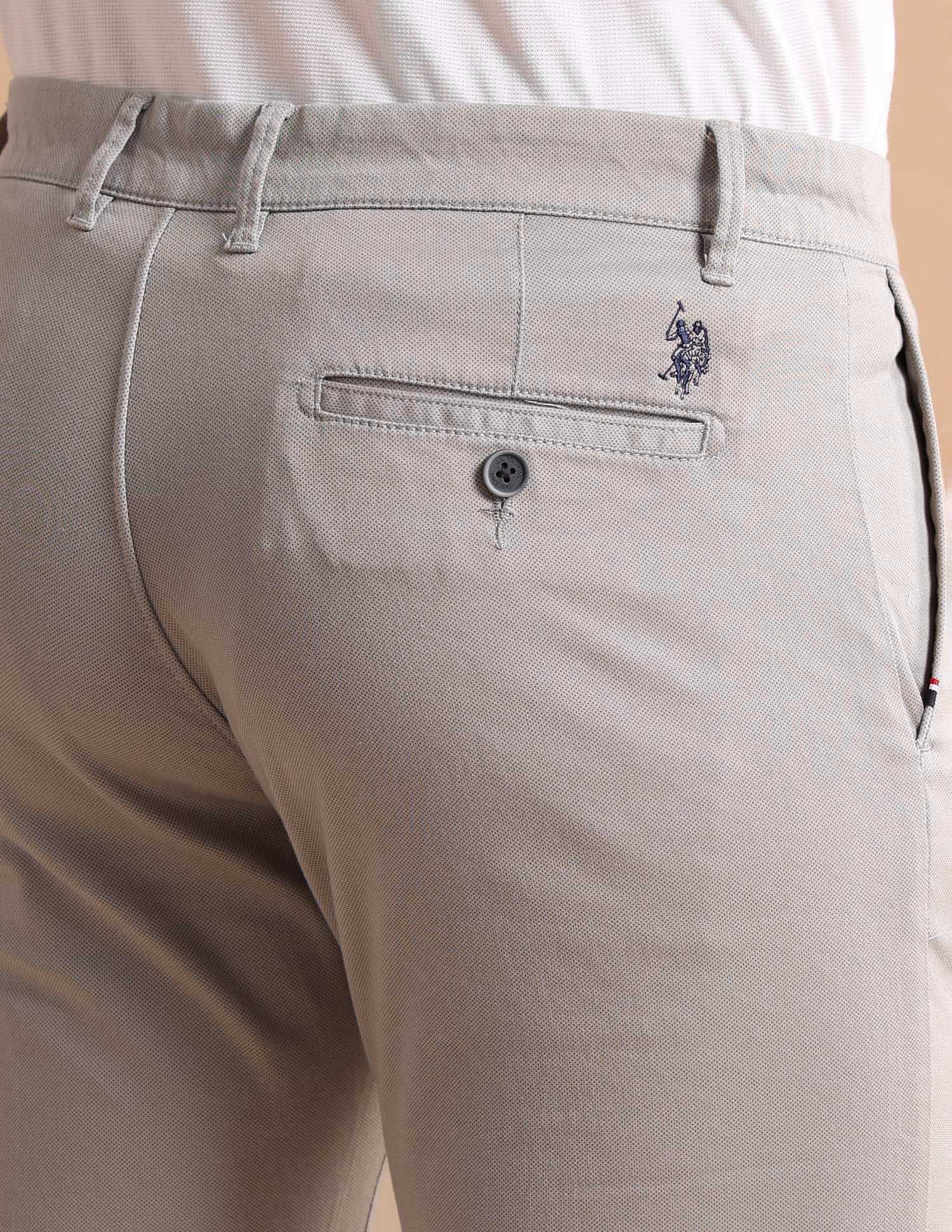 Austin Regular Fit Cotton Stretch Printed Signature Chinos Grey - U.S. POLO ASSN. | Large