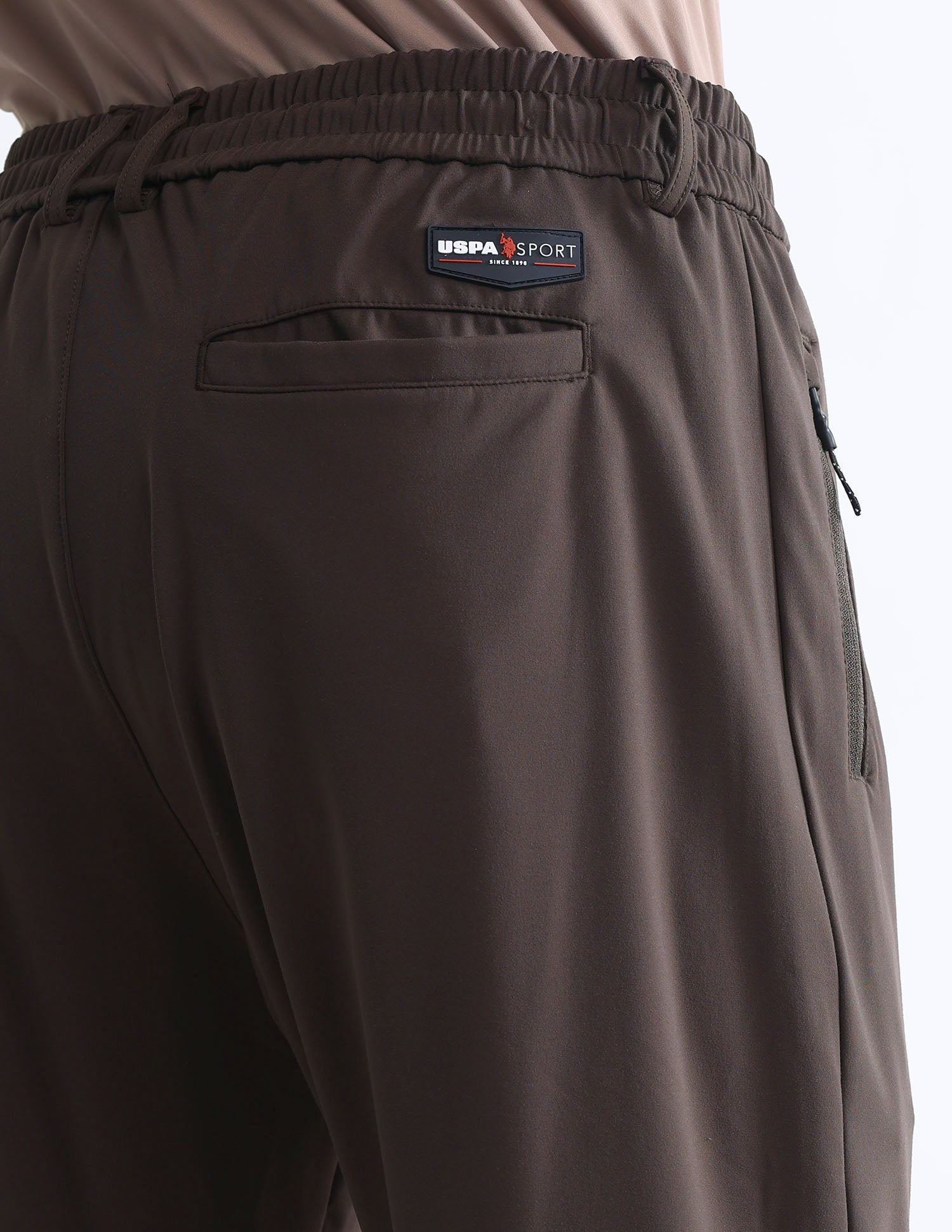 Mid Rise Solid Active Track Pants Brown - U.S. POLO ASSN. | Large