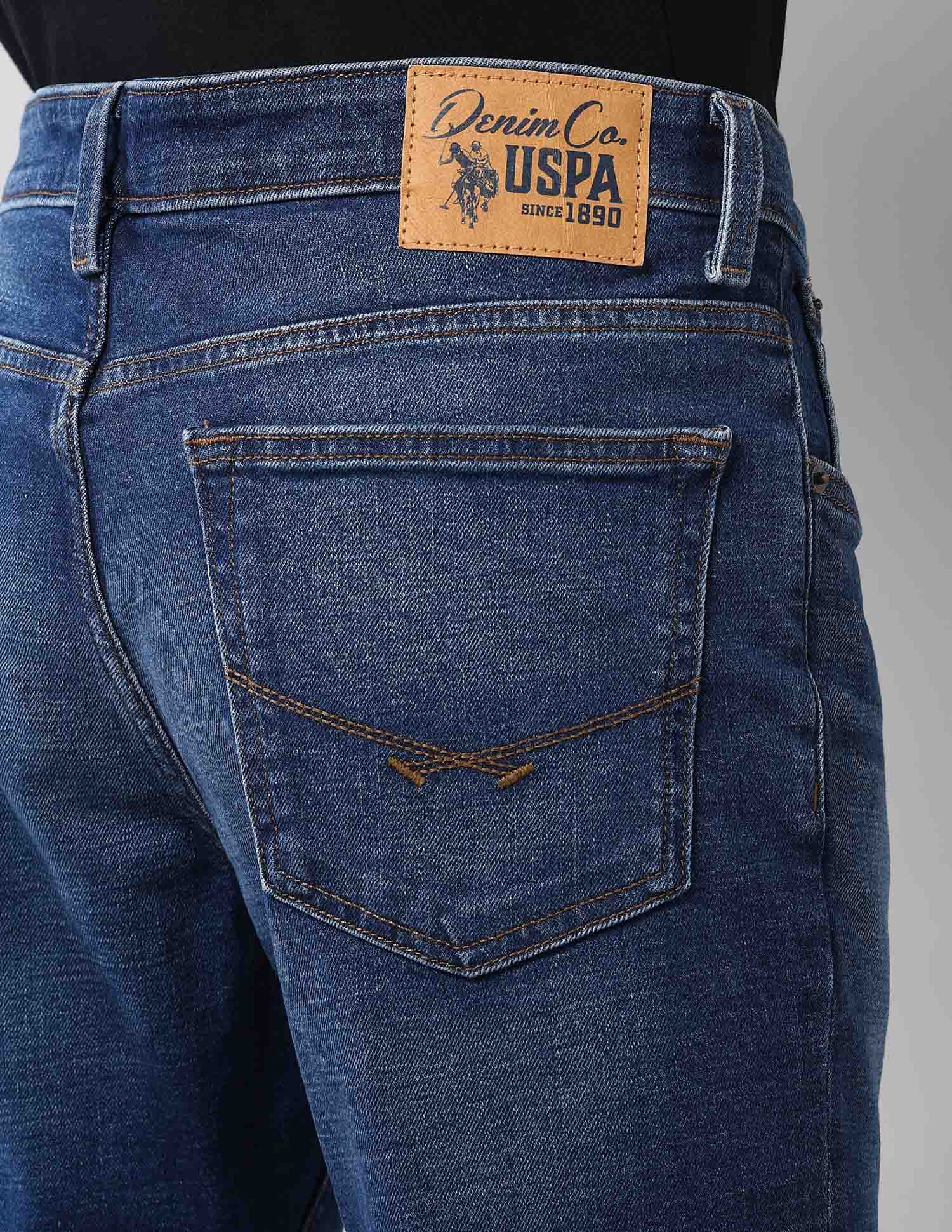 Brandon Slim Tapered Fit Blue Vintage Jeans Mid Wash - U.S. Polo Assn. India | Large