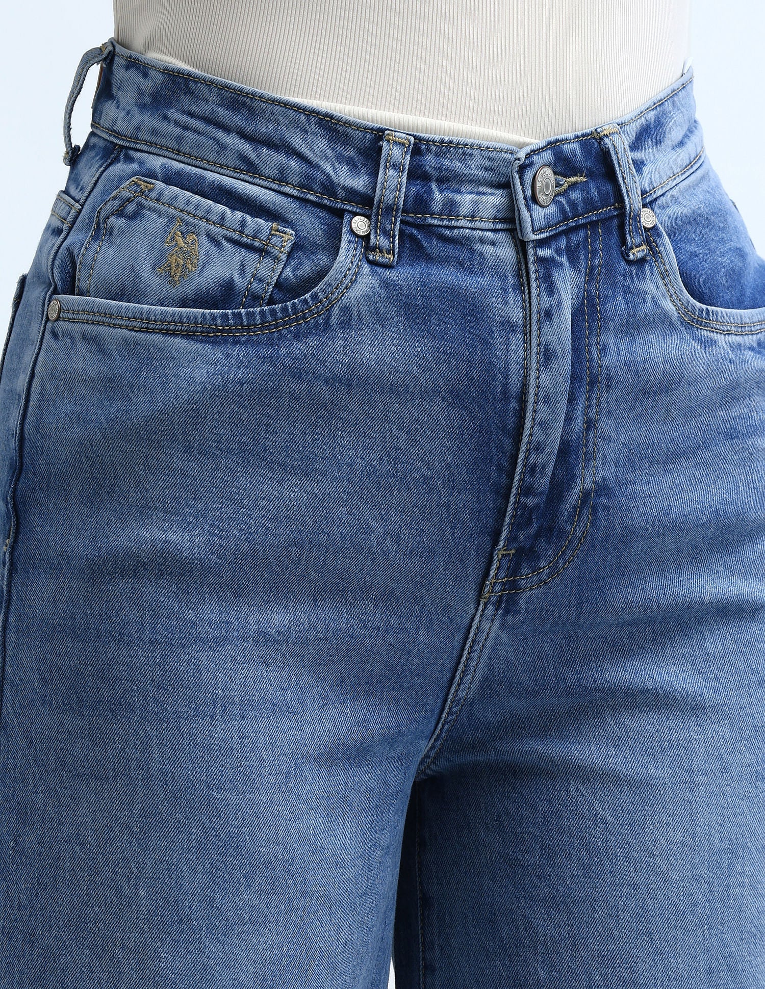 High Rise Wideleg Jeans Blue - U.S. POLO ASSN. | Large