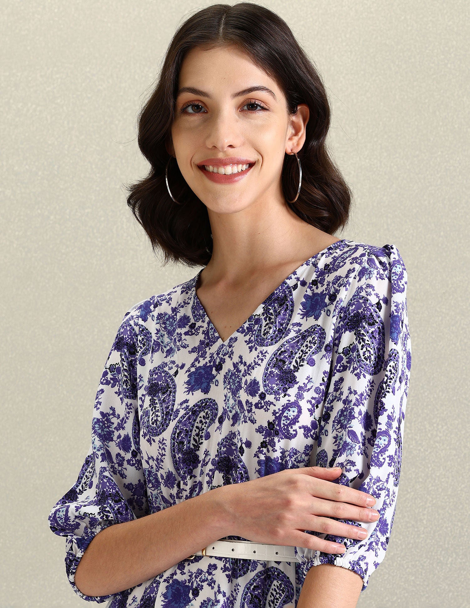 V-Neck Paisley Print Dress Blue - U.S. POLO ASSN. | Large